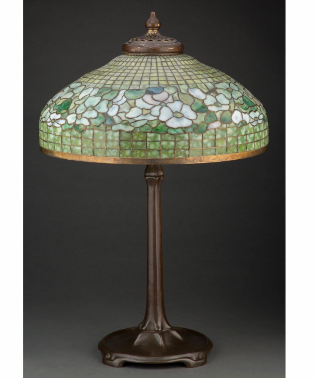 American Tiffany Studios Banded Dogwood Table Lamp
