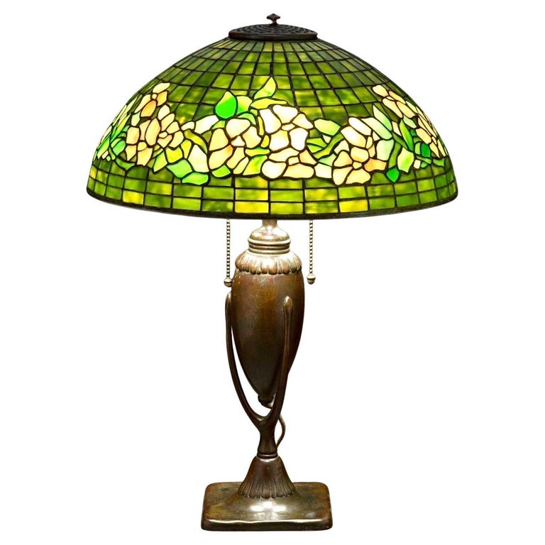 Tiffany Studios Banded Dogwood Table Lamp For Sale