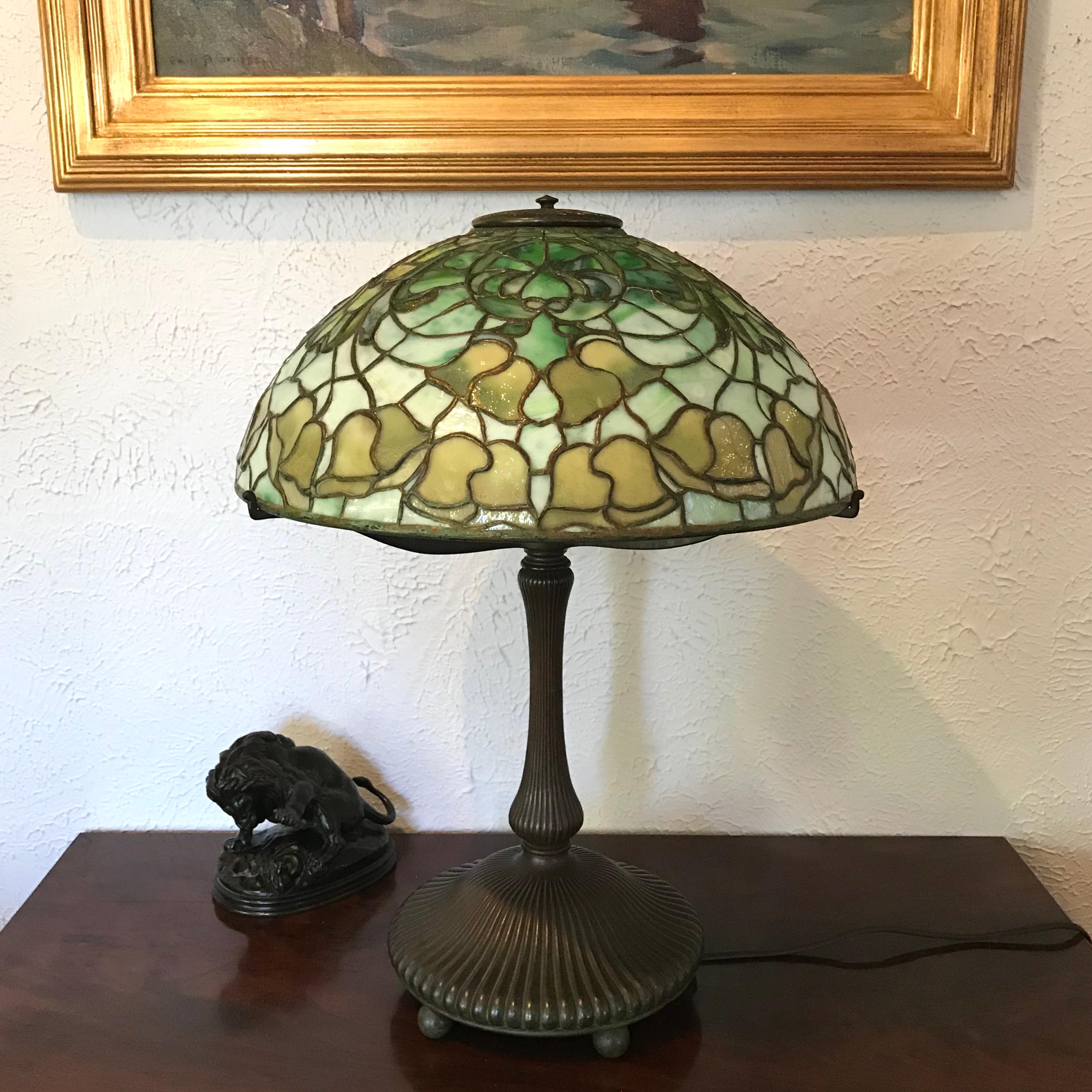 Bronze Tiffany Studios “Bell Flower” Table Lamp