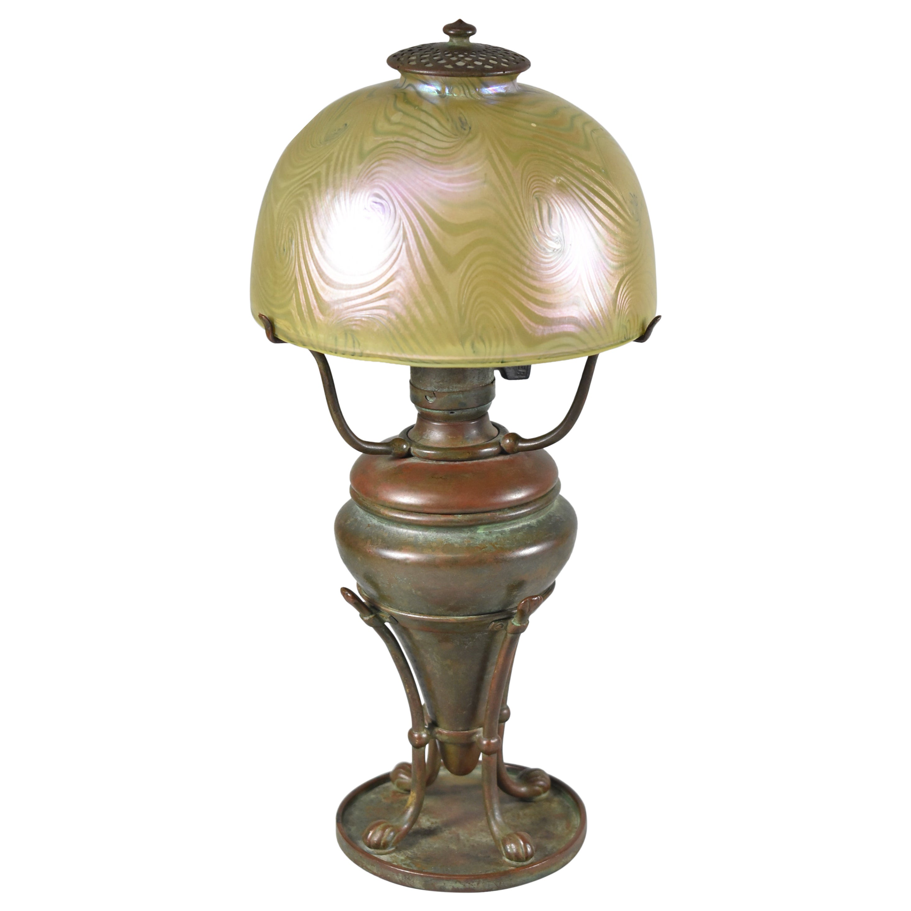 Tiffany Studios Boudoir Lamp with 7" Damascene Shade