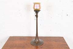 Tiffany Studios Bronze Adjustable Floor Lamp With Tiffany Favrile Glass Shade