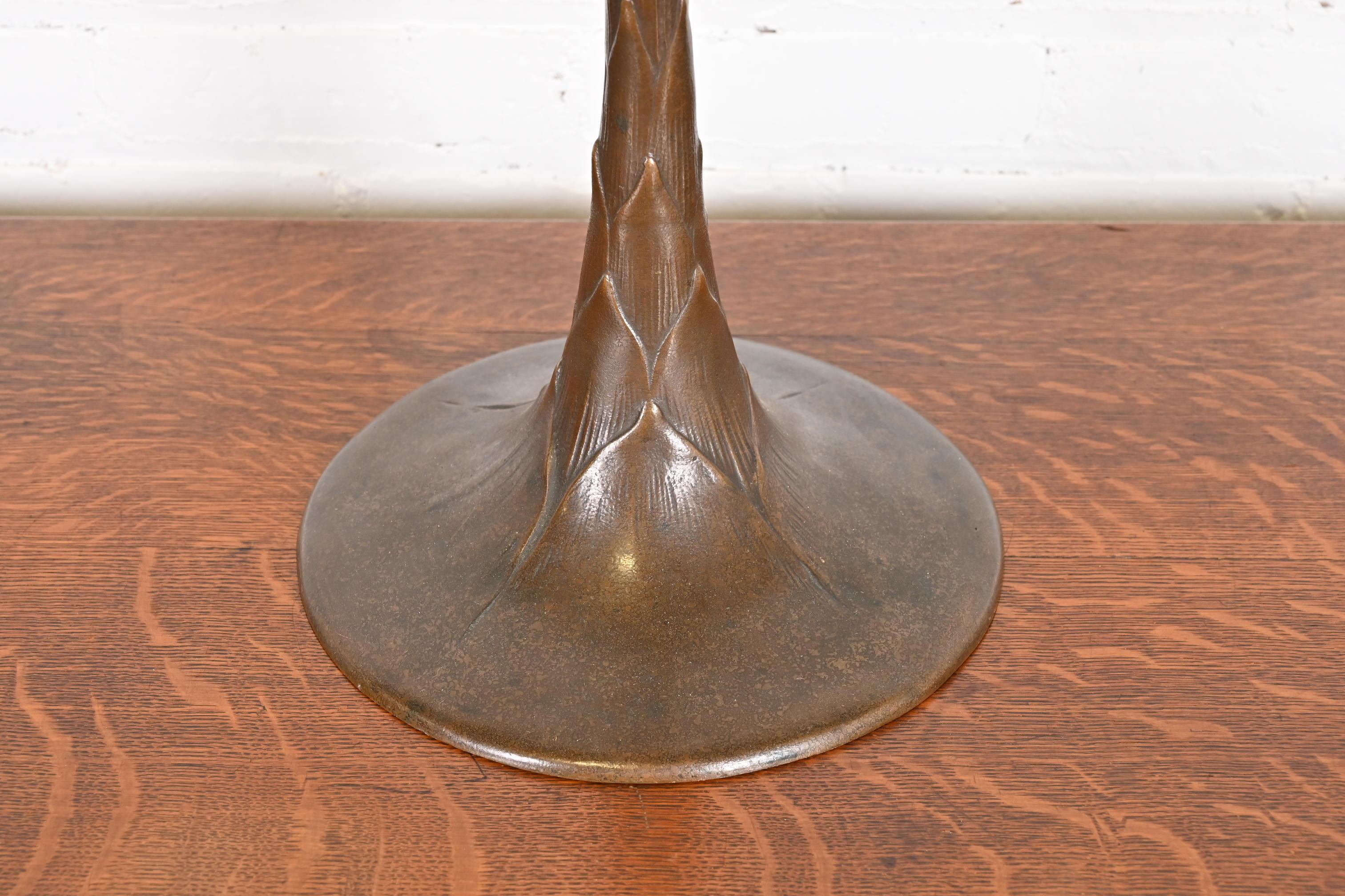 American Tiffany Studios Bronze Adjustable Floor Lamp With Tiffany Favrile Glass Shade