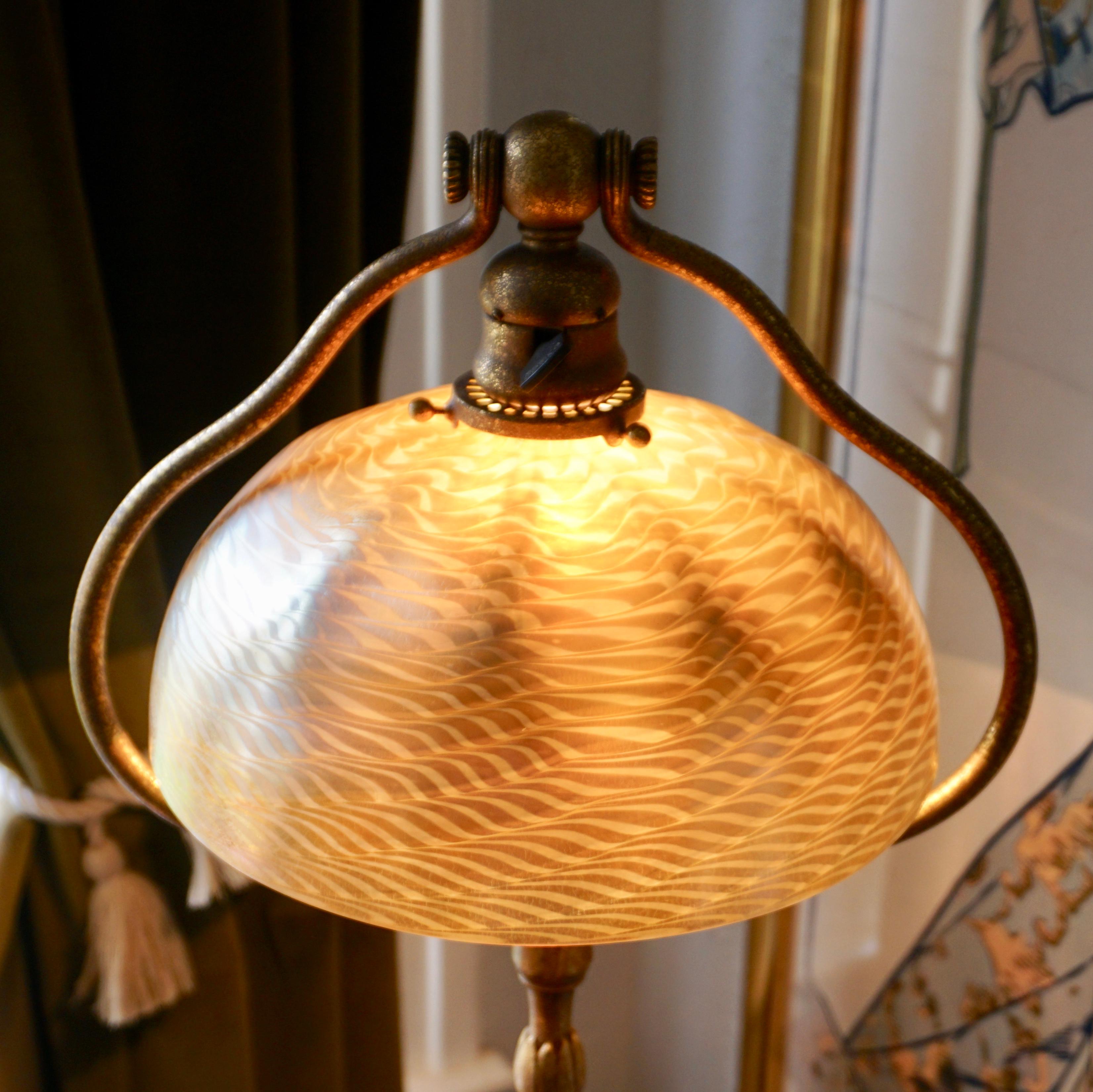 Art Glass Tiffany Studios Bronze and Damascene Floor Lamp