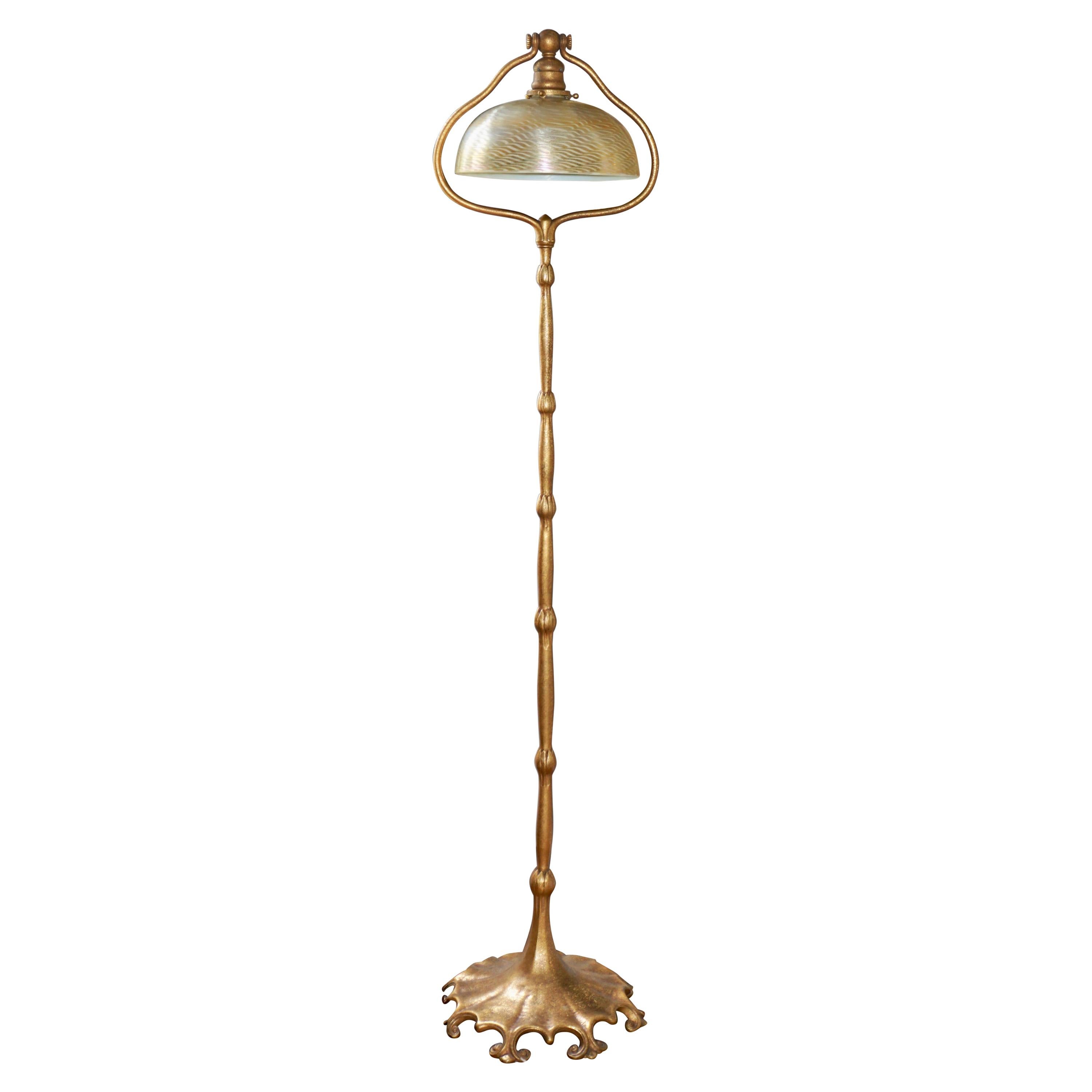 Tiffany Studios Bronze and Damascene Floor Lamp