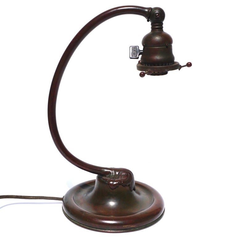 Tiffany Studios Bronze And Favrile Desk Lamp For Sale 1