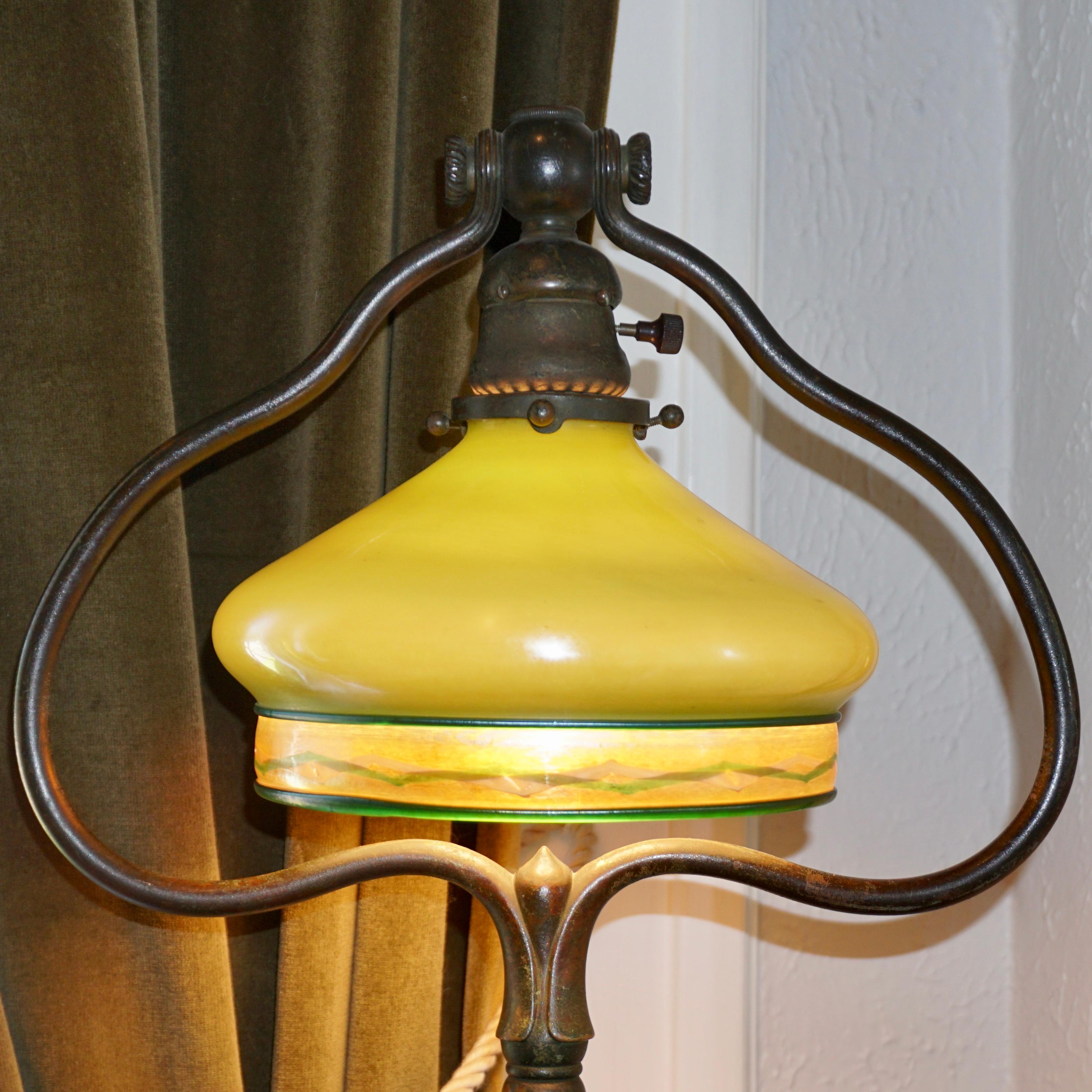 Art Nouveau Tiffany Studios Bronze and Tel El Amarna Favrile Floor Lamp