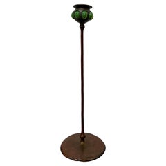 Antique Tiffany Studios Bronze and Favrile Glass Candlestick