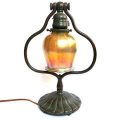Tiffany Studios Bronze And favrile Harp Table lamp