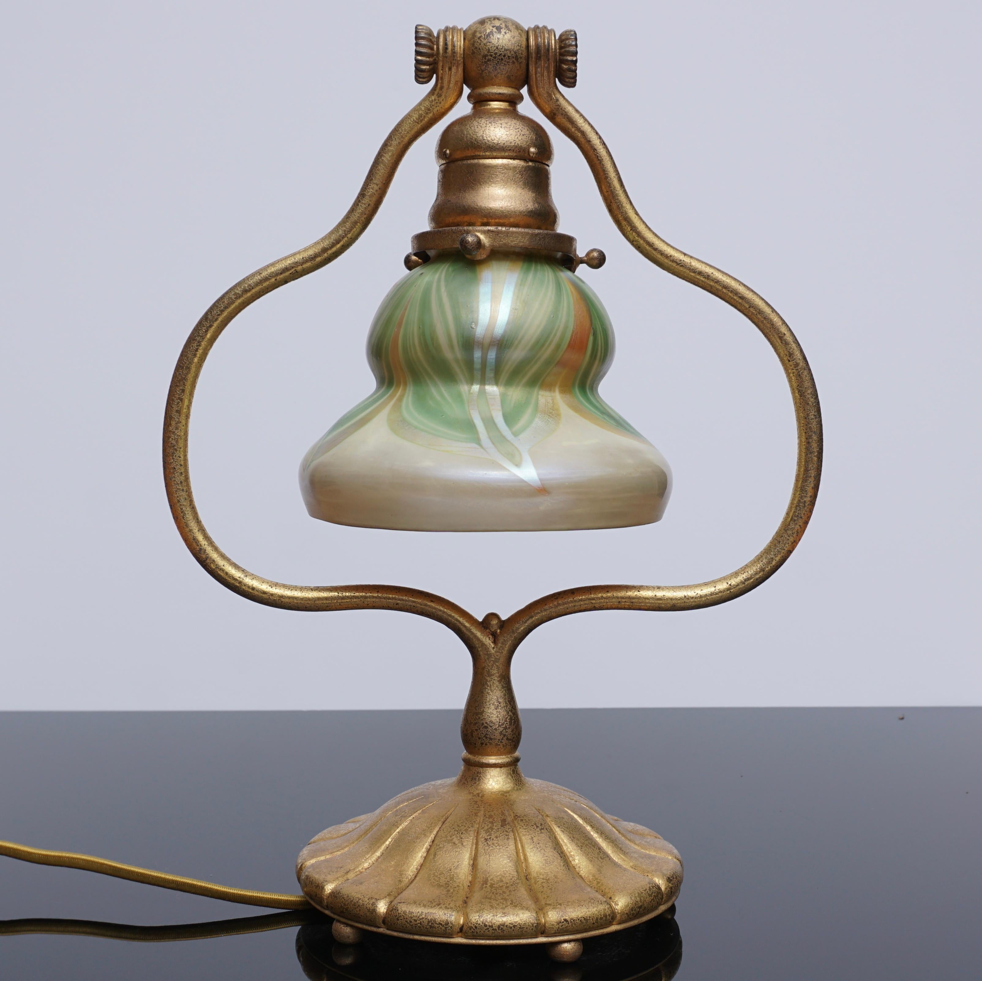 Art Nouveau Tiffany Studios Bronze and Favrile Lamp