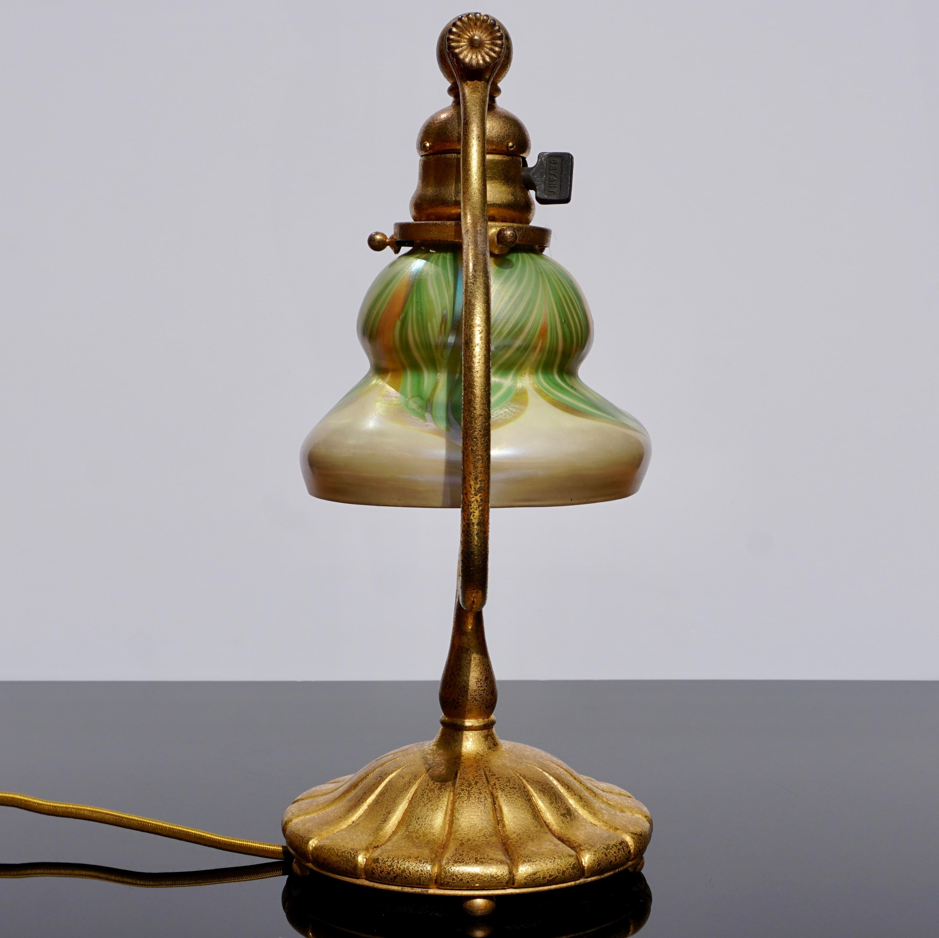 American Tiffany Studios Bronze and Favrile Lamp