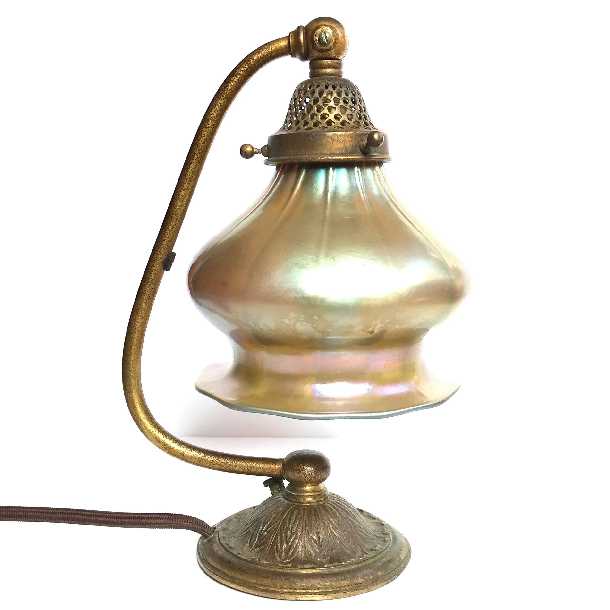 Art Nouveau Tiffany Studios Bronze and Favrile Table Lamp