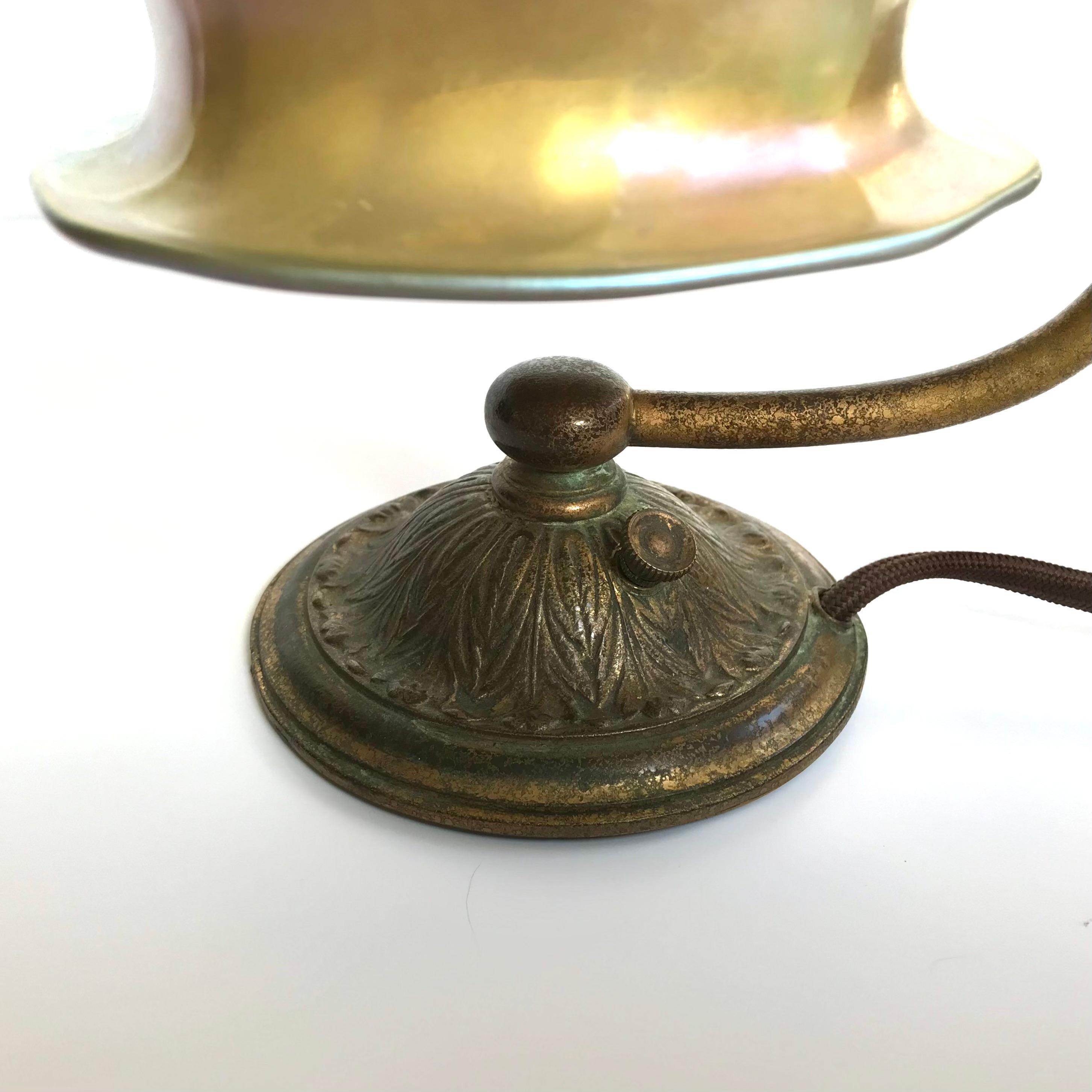 Early 20th Century Tiffany Studios Bronze and Favrile Table Lamp