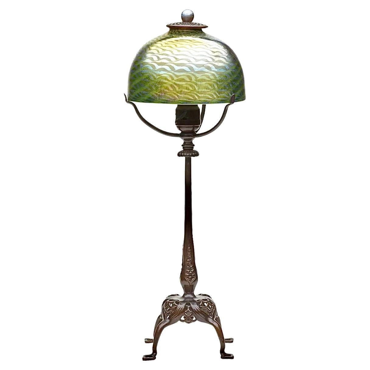 Tiffany Studios Bronze and Favrile Table Lamp For Sale