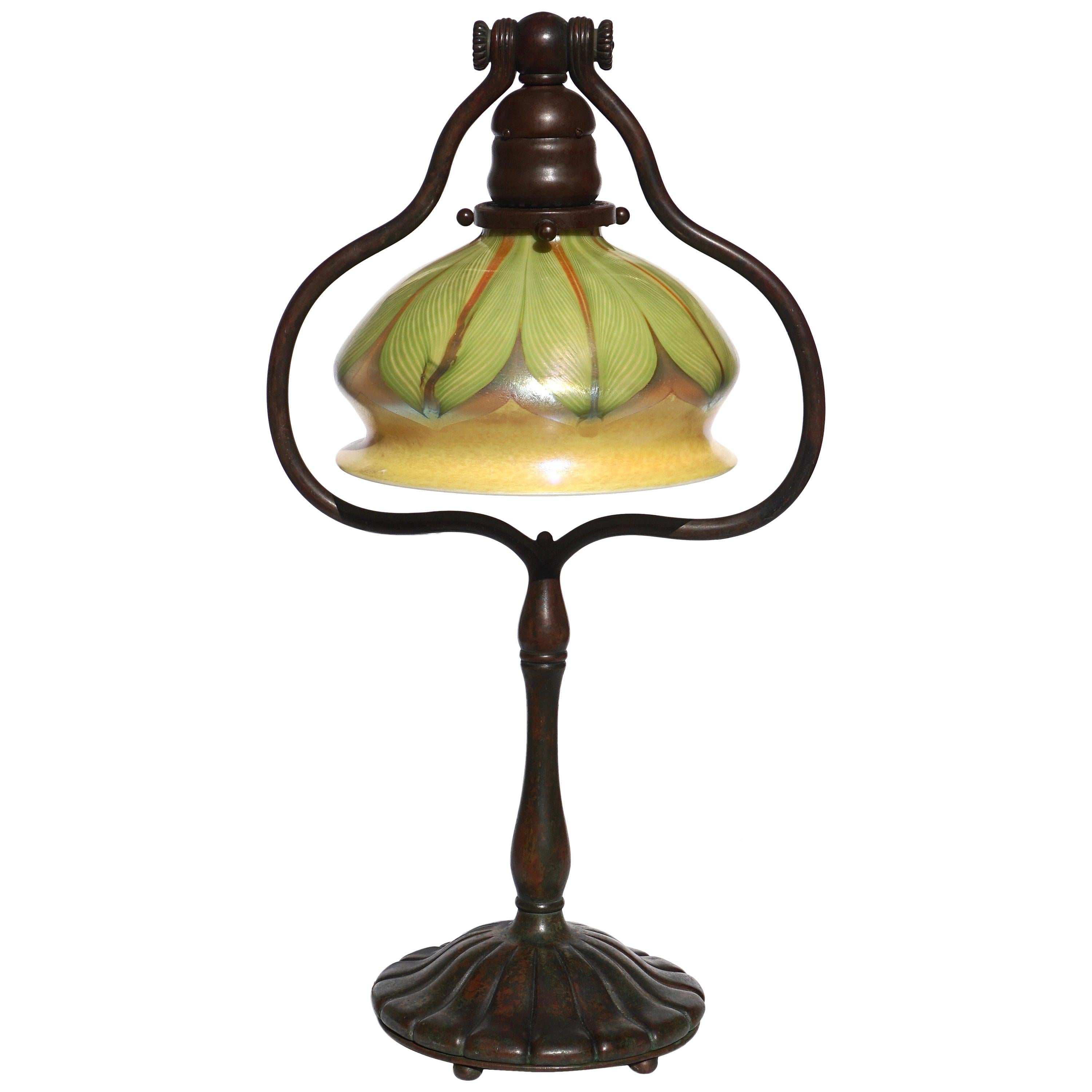 Tiffany Studios Bronze and Pulled Feather Favrile Table Lamp