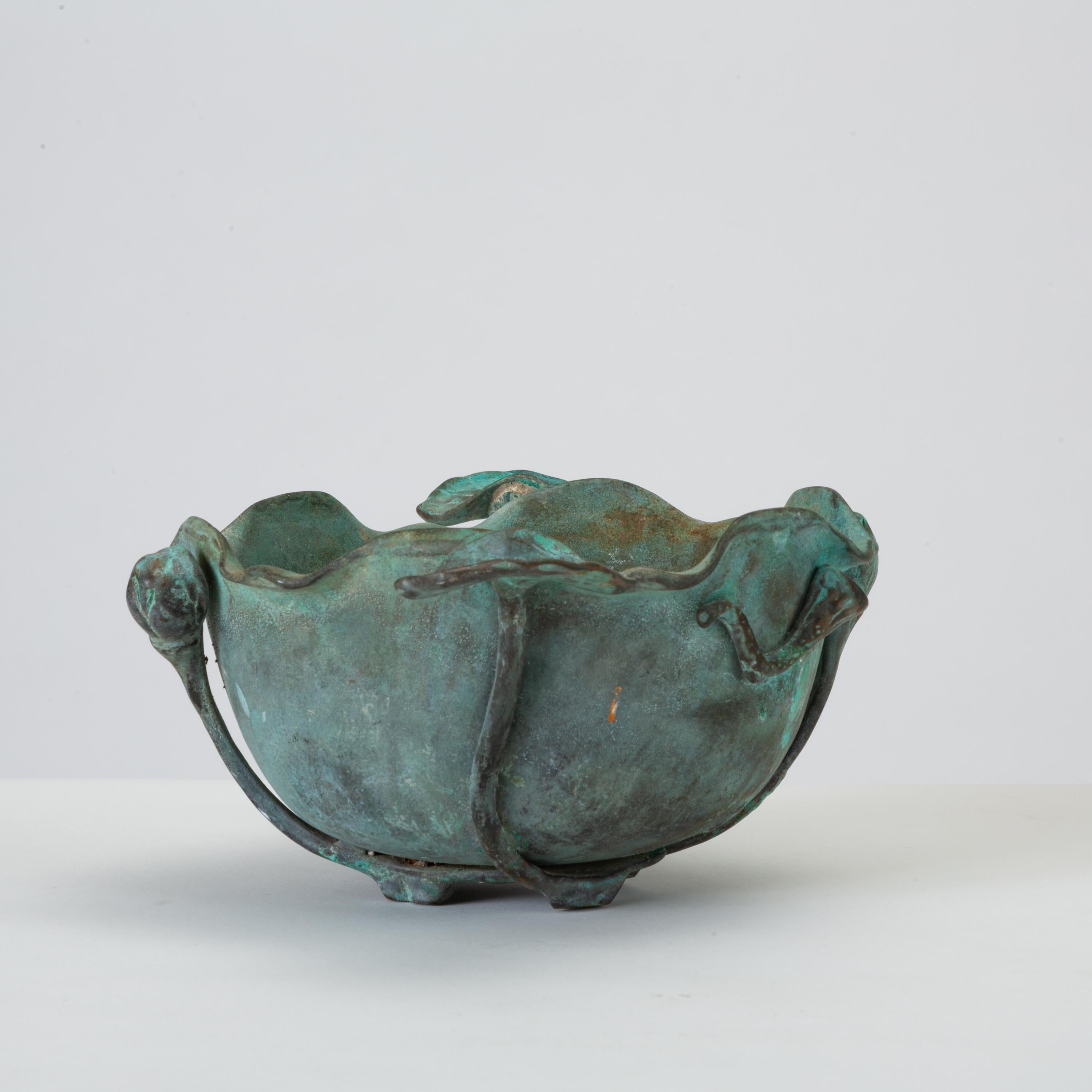 Art Nouveau Tiffany Studios Bronze Bowl with Verdigris Finish