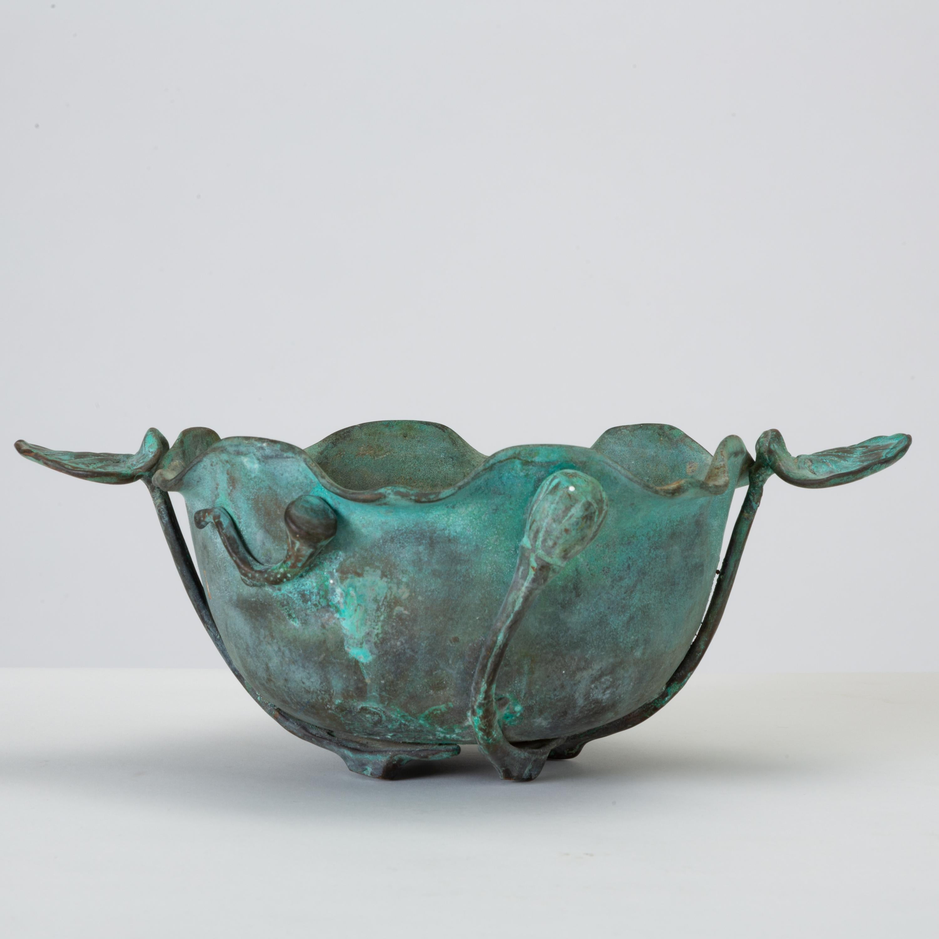American Tiffany Studios Bronze Bowl with Verdigris Finish