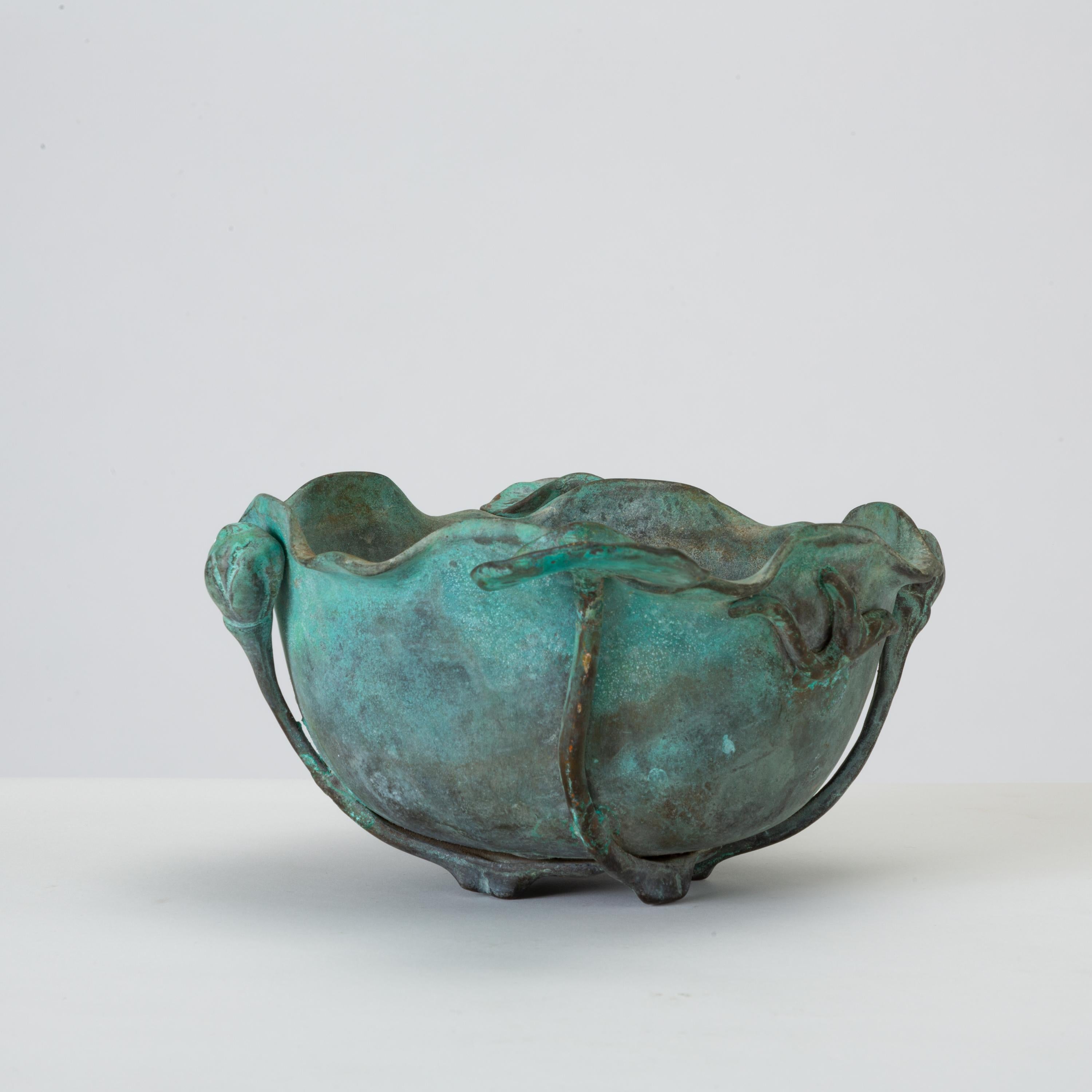 Tiffany Studios Bronze Bowl with Verdigris Finish In Excellent Condition In Los Angeles, CA
