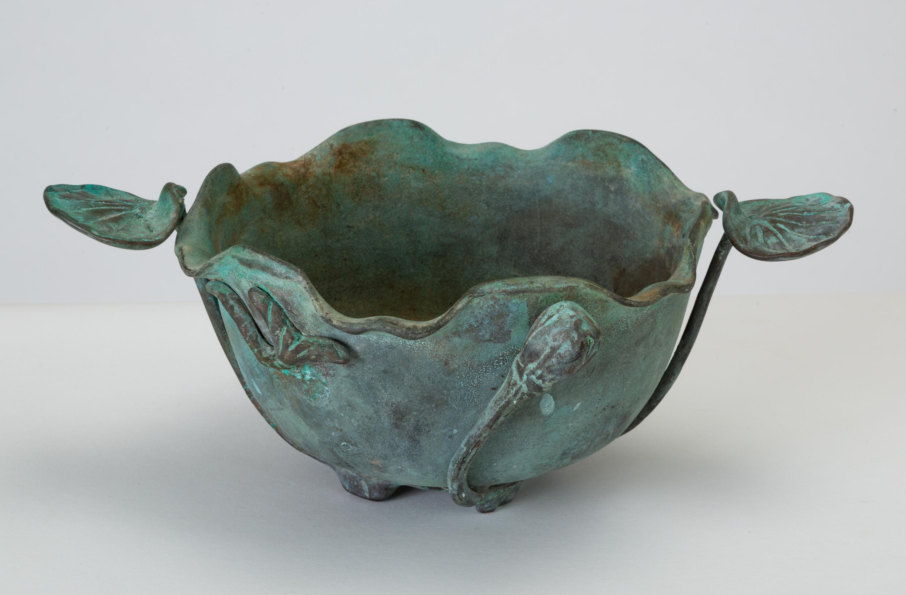 20th Century Tiffany Studios Bronze Bowl with Verdigris Finish
