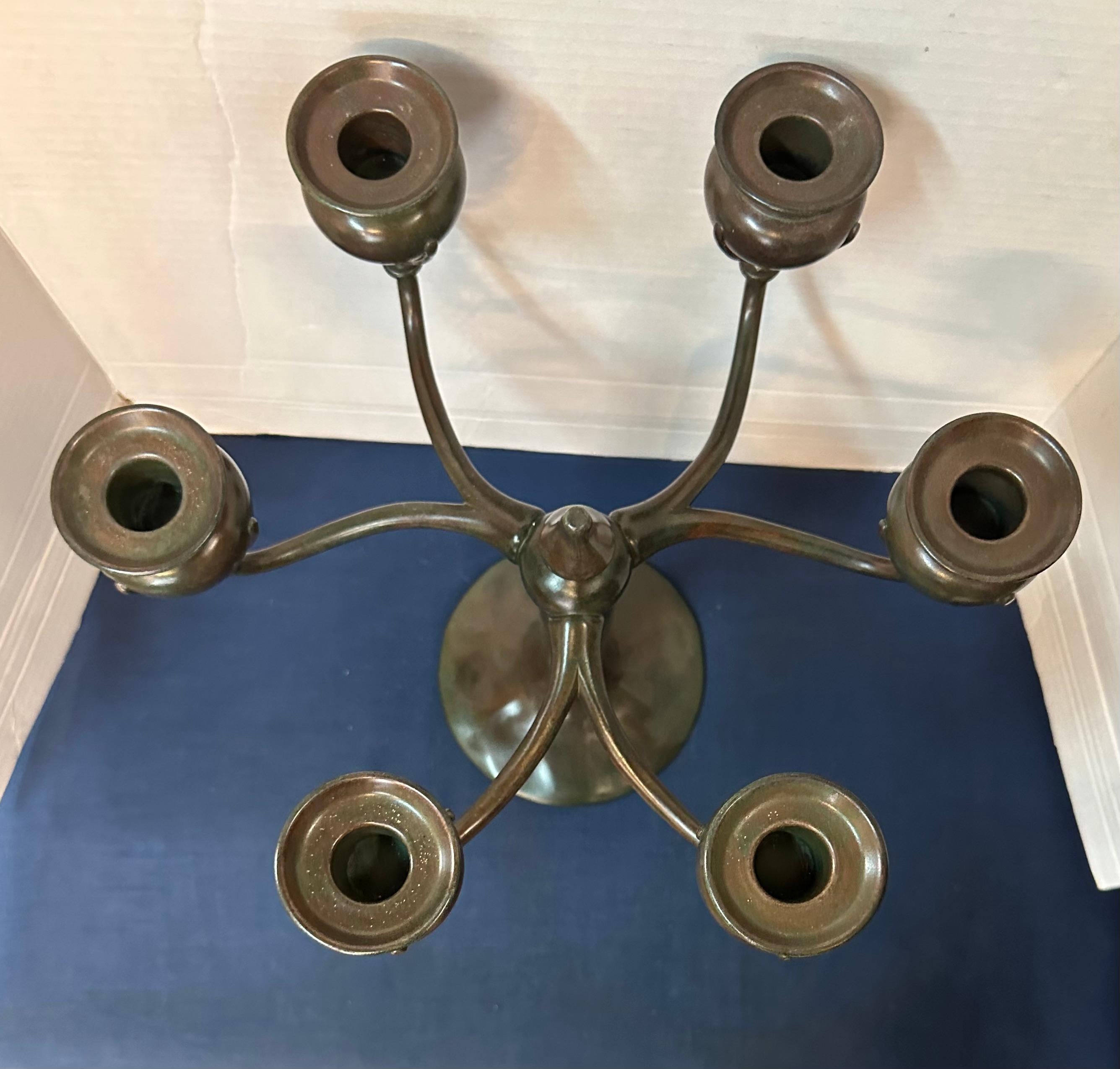 American Tiffany Studios Bronze Candelabra For Sale