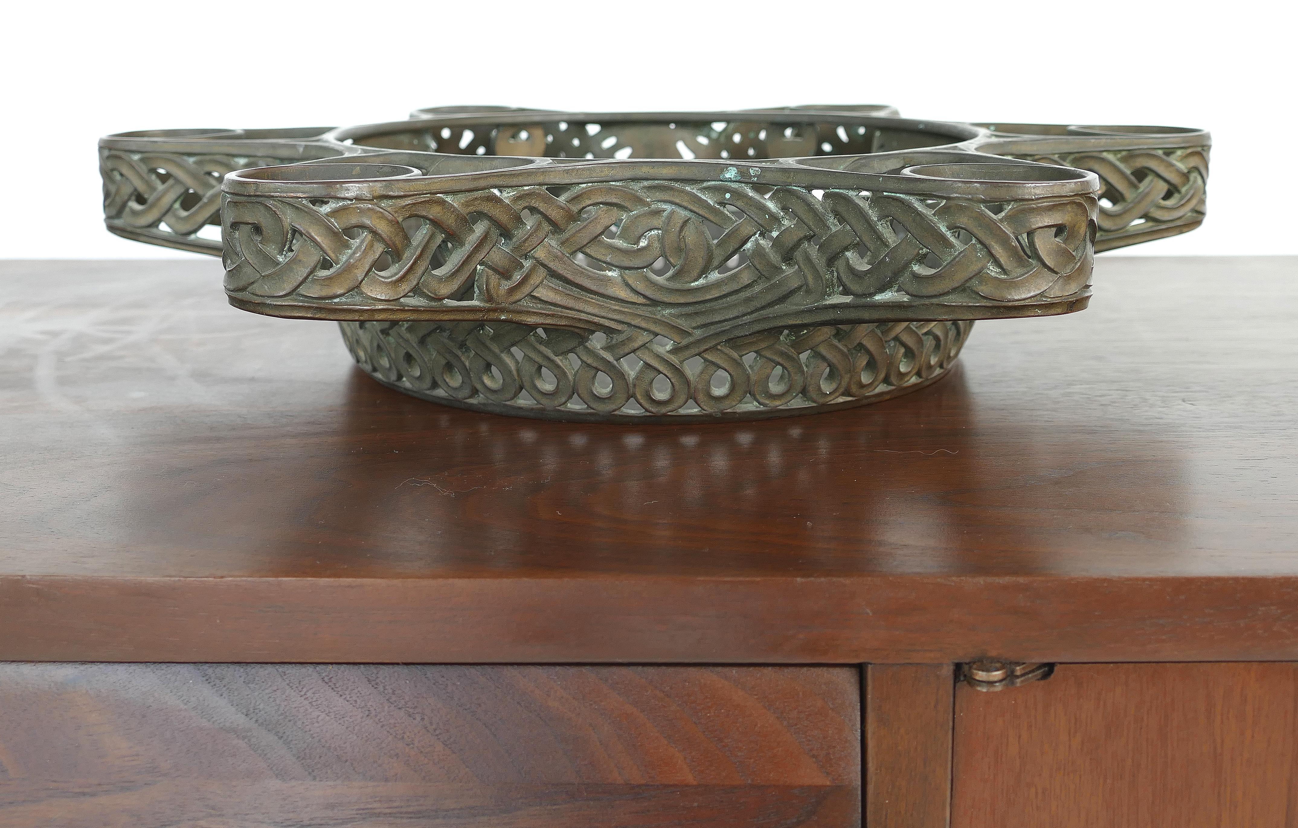 Tiffany Studios Bronze Centerpiece Bowl, Signed In Good Condition In Miami, FL