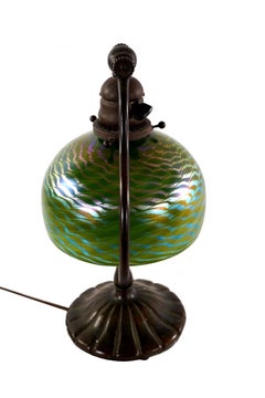 Tiffany Studios Bronze Damascene Harp Lamp