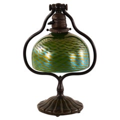 Used Tiffany Studios Bronze Damascene Harp Lamp
