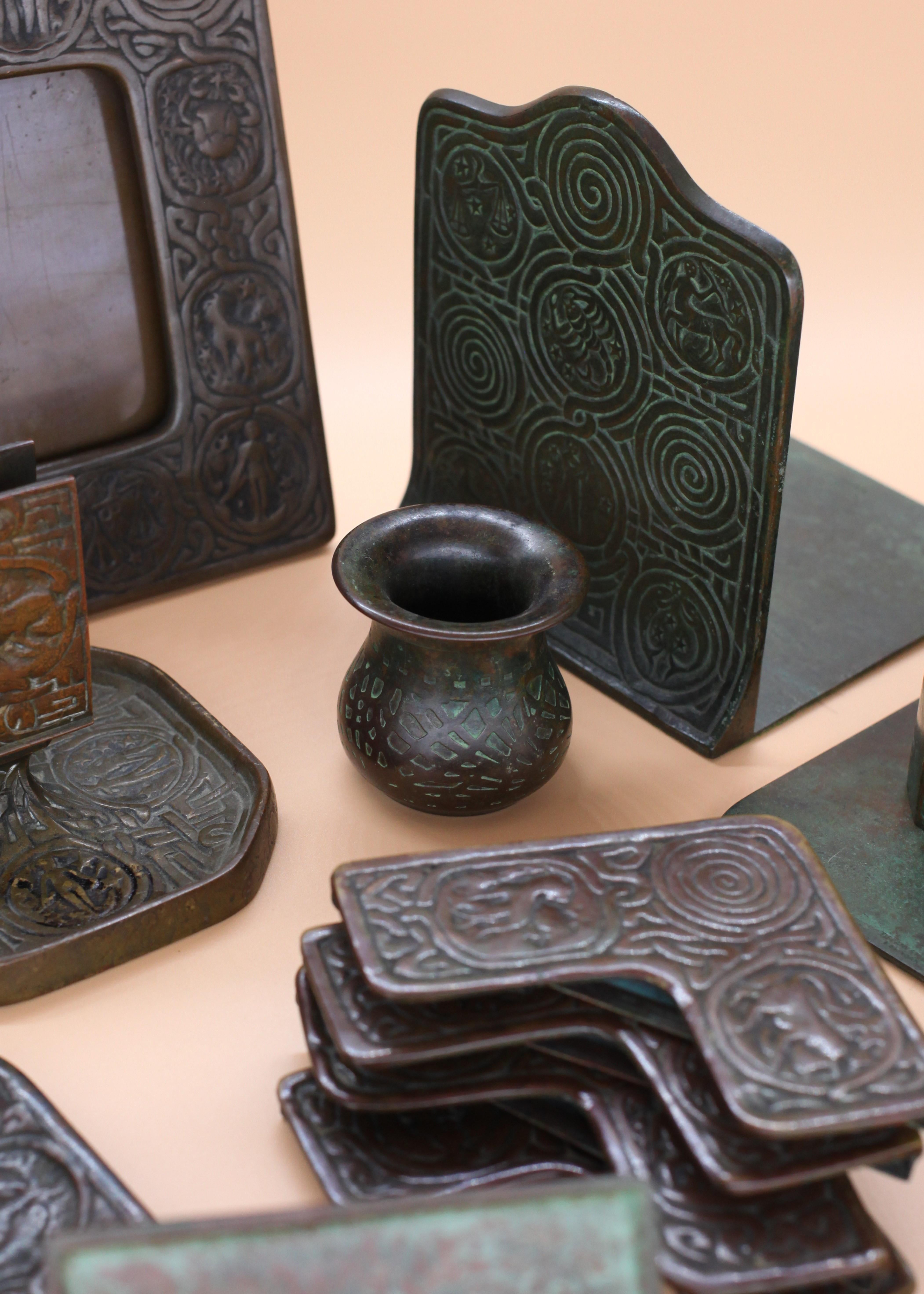 Arts and Crafts Tiffany Studios Bronze Desk Set 