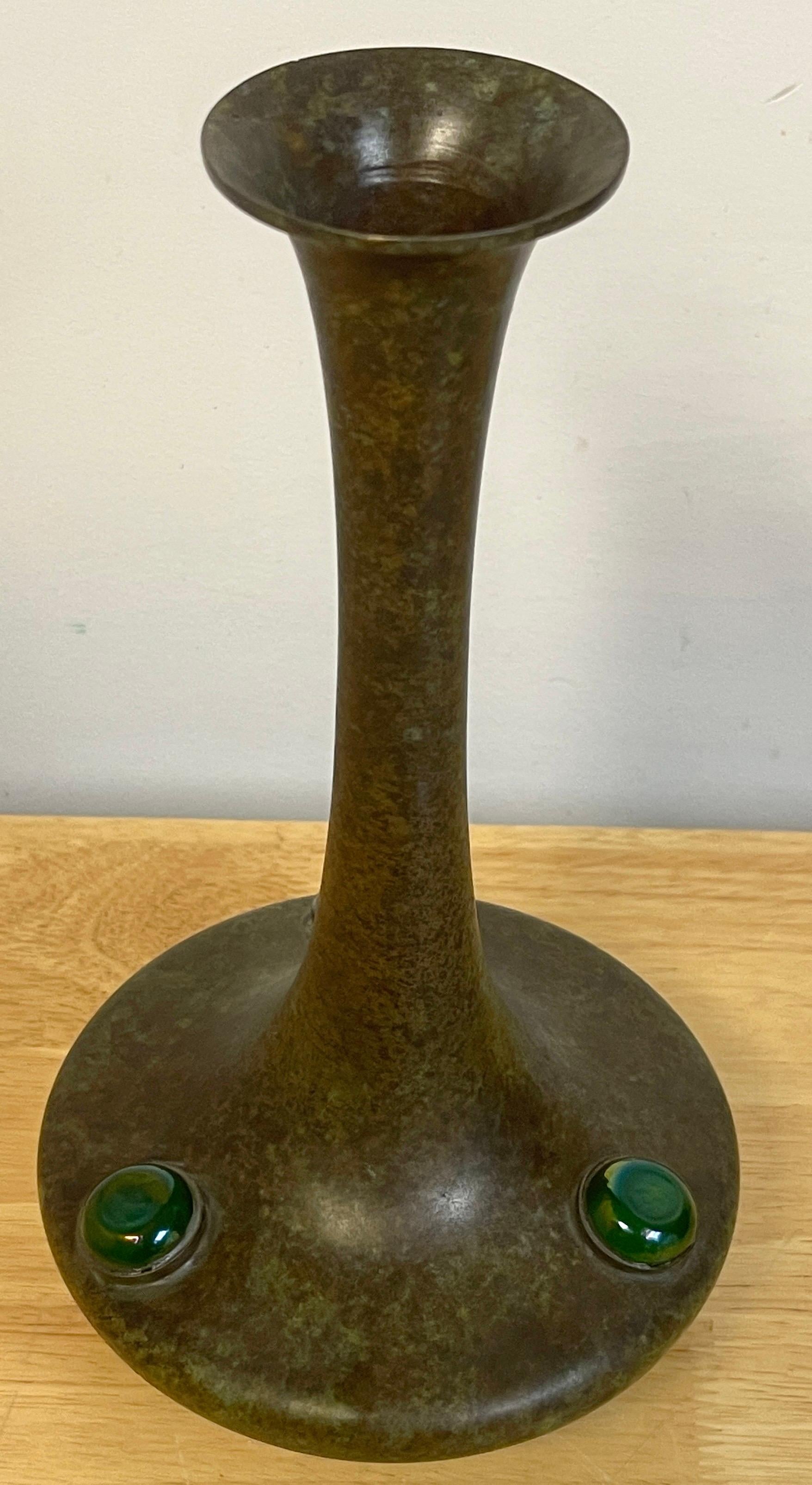 Early 20th Century Tiffany Studios Bronze & Favrile Glass Medallion Vase, C. 1900