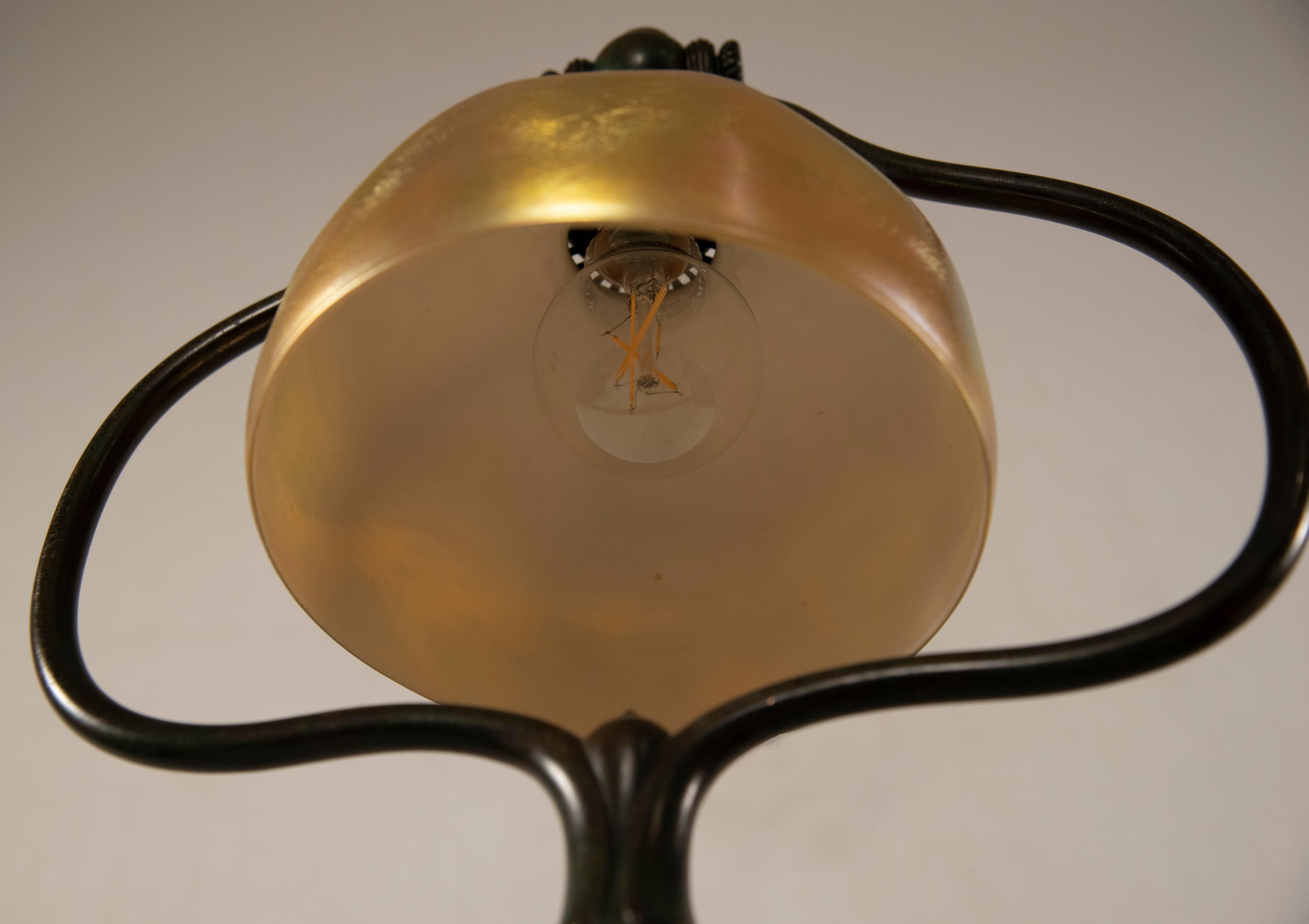 Tiffany Studios Bronze Favrile Signed Floor Lamp In Good Condition For Sale In Salt Lake City, UT