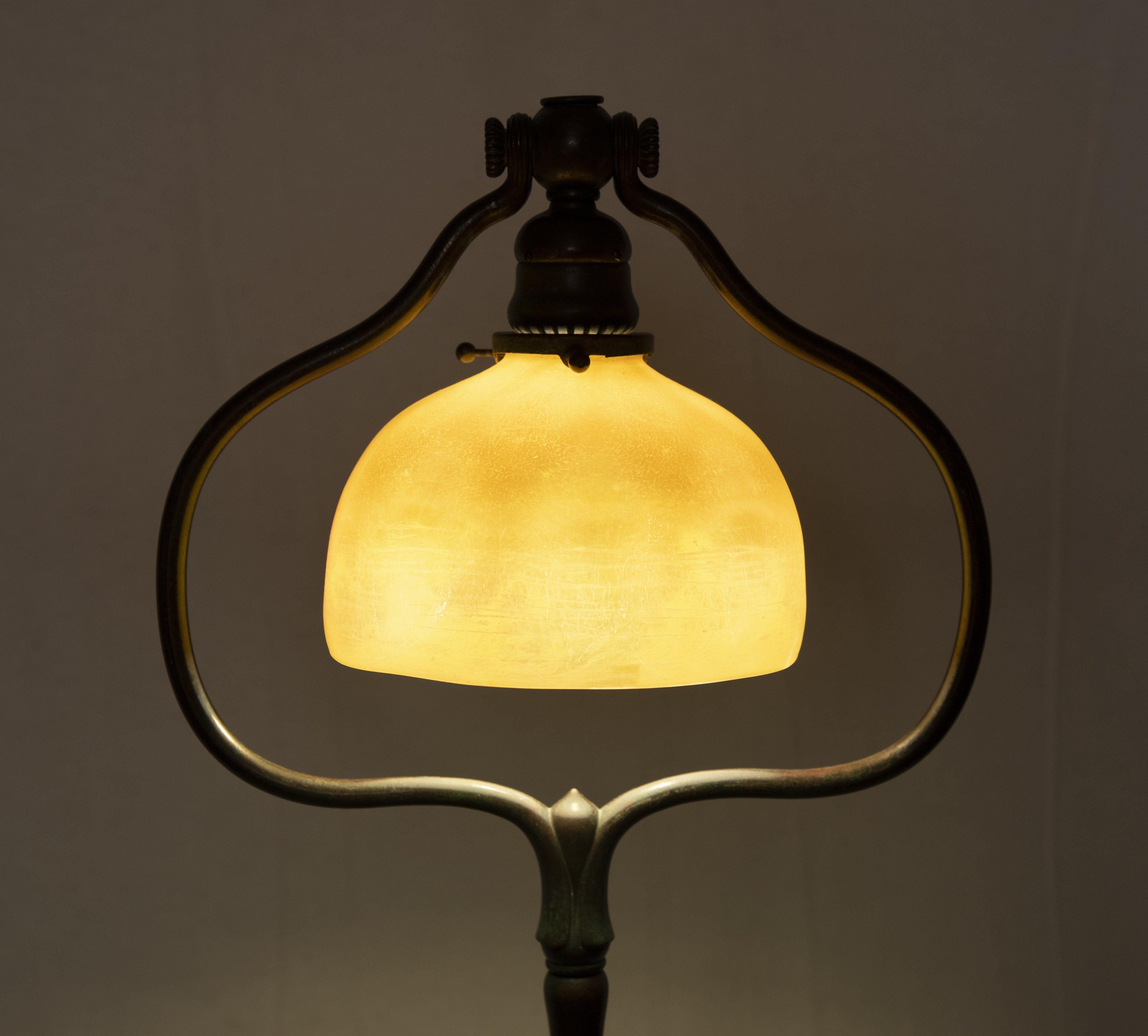 Tiffany Studios Bronze Favrile Signed Floor Lamp For Sale 2