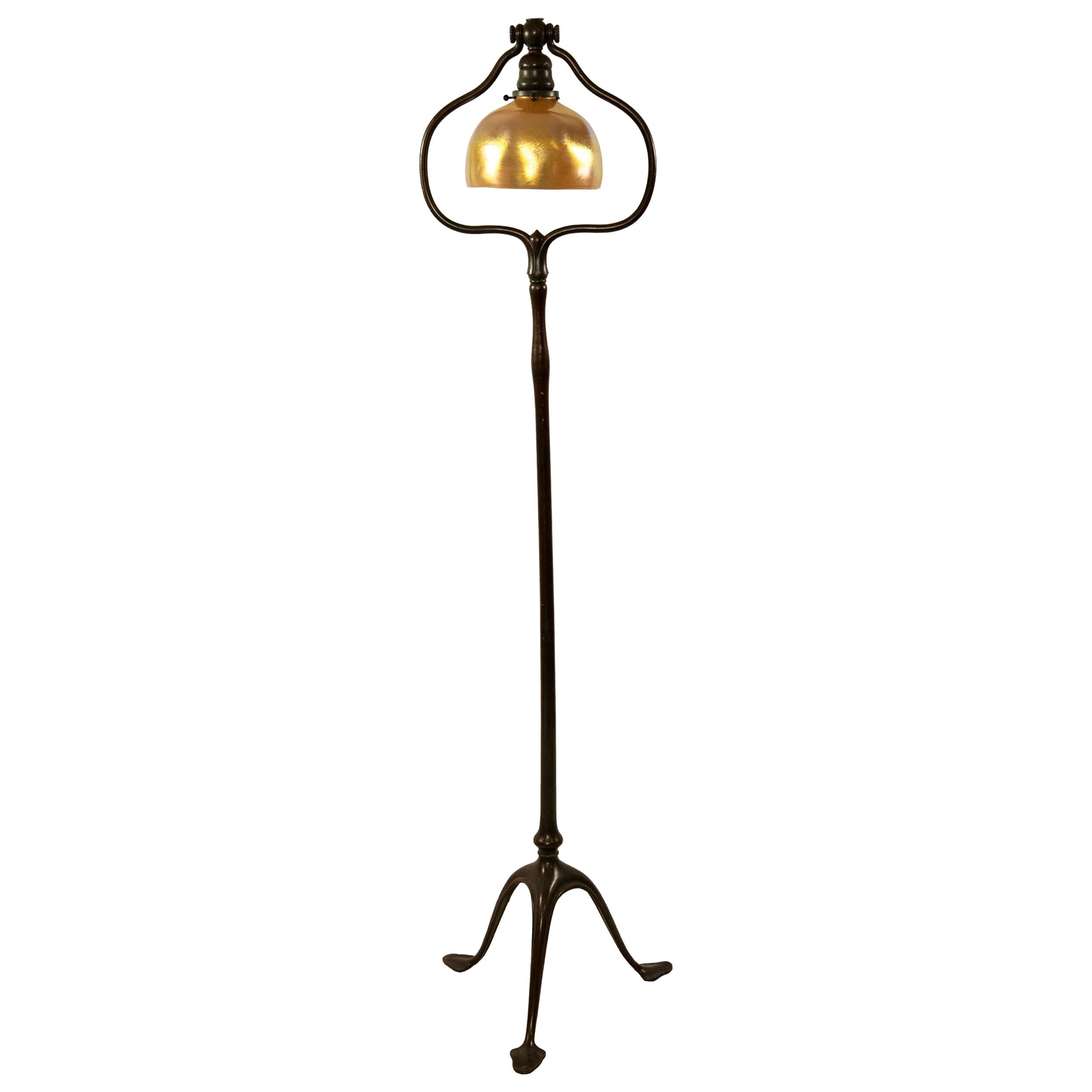 Tiffany Studios Bronze Favrile Signed Floor Lamp For Sale