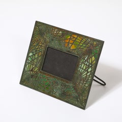 Tiffany Studios Bronze & Favrile Slag Glass Pine Needle Pattern Picture Frame