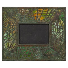Tiffany Studios Bronze & Favrile Slag Glass Pine Needle Pattern Picture Frame