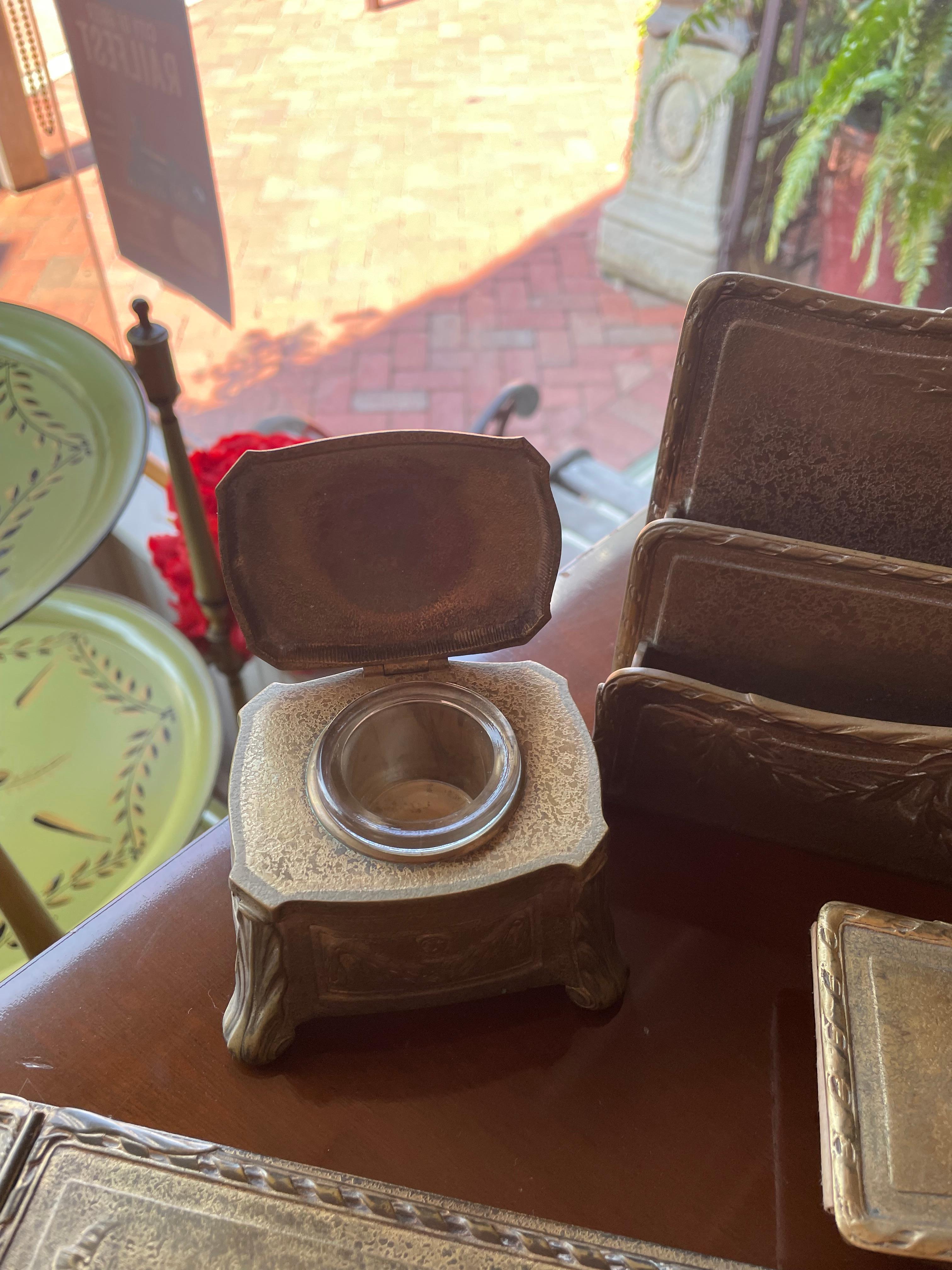Tiffany Studios Bronze Gold Dore Desk Set For Sale 5