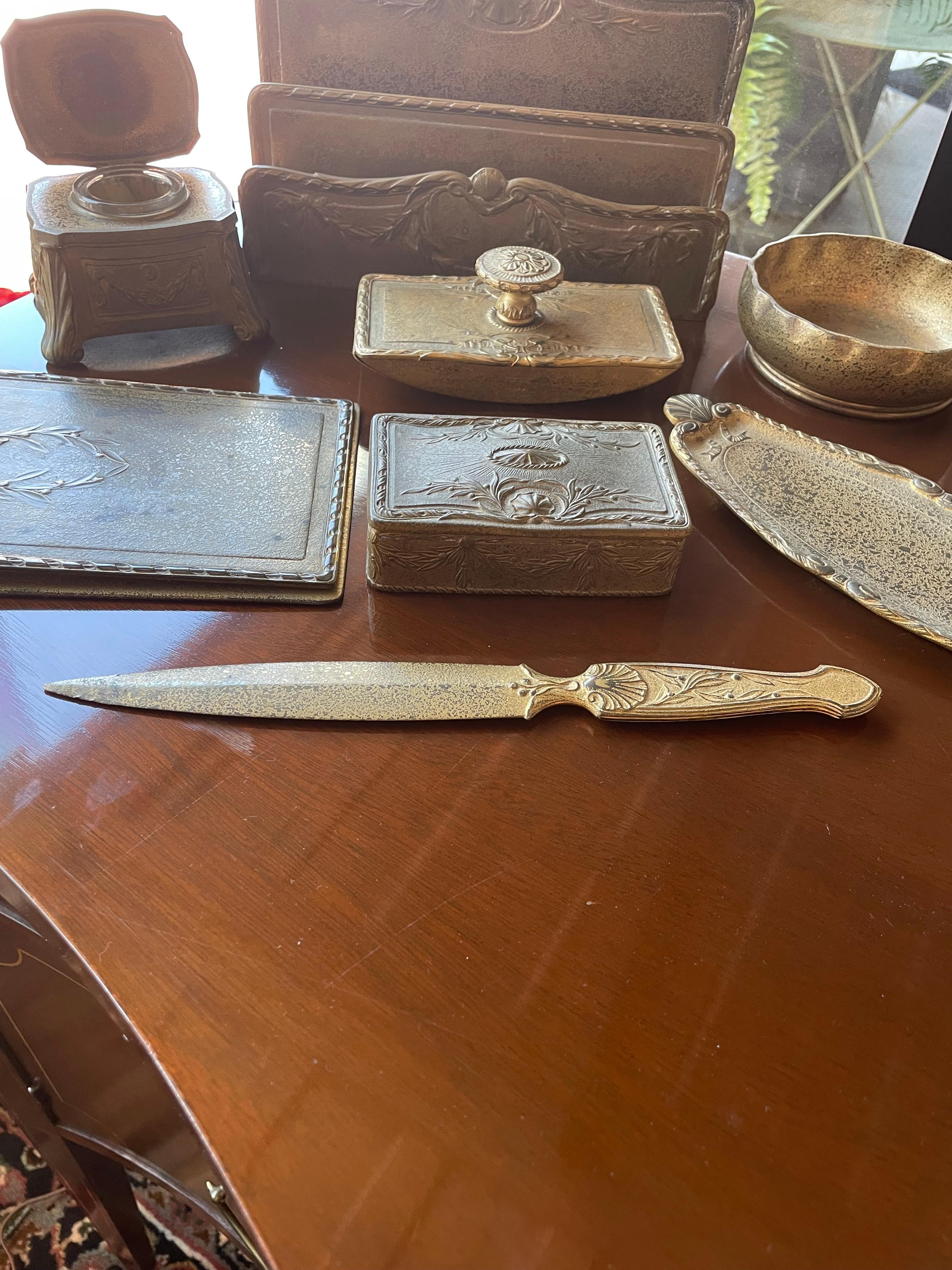 Tiffany Studios Bronze Gold Dore Desk Set For Sale 2