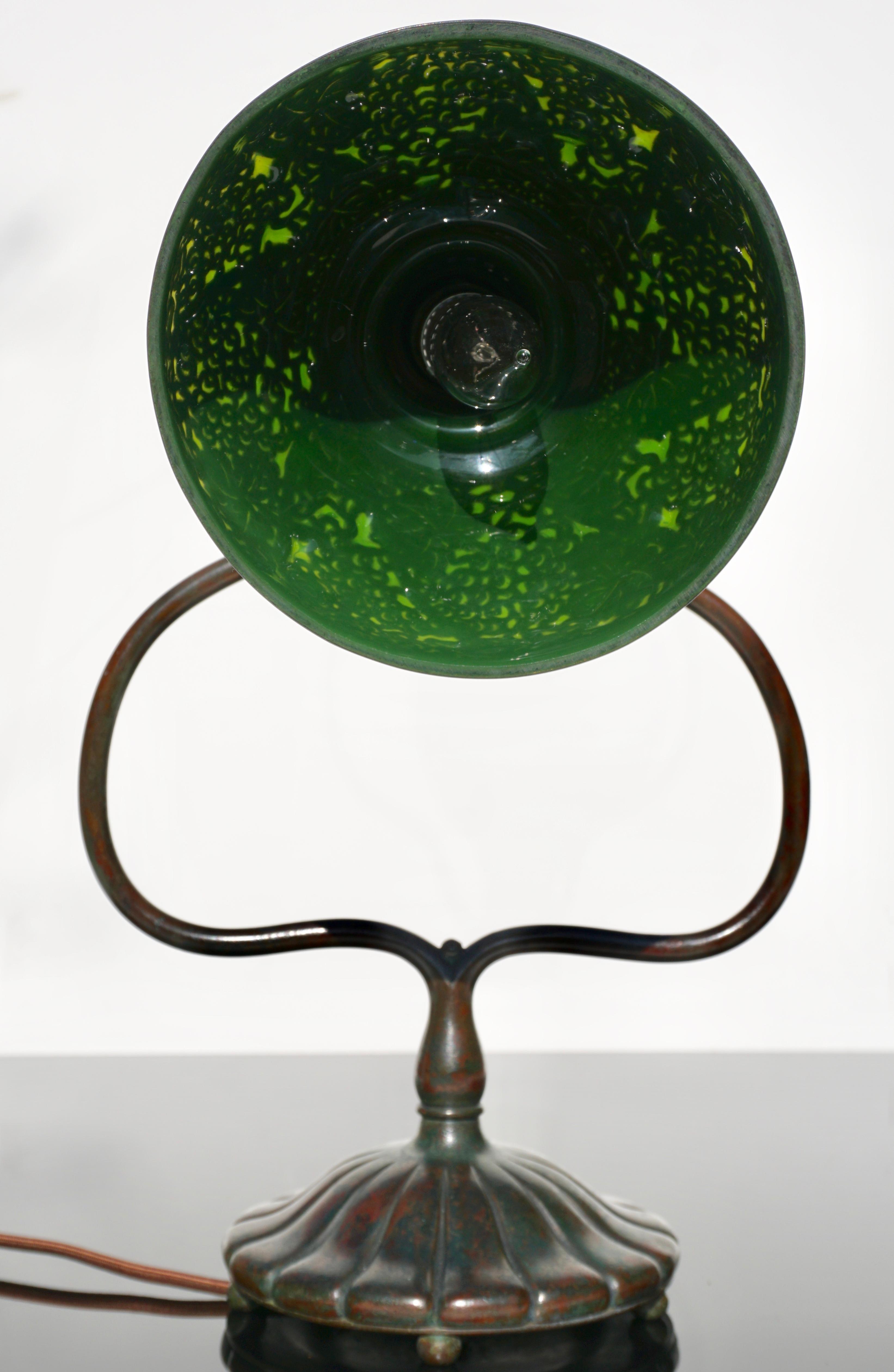 American Tiffany Studios Bronze Grapevine Glass Lamp