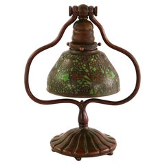 Tiffany Studios Bronze Harp Lamp with Blown Out Shade
