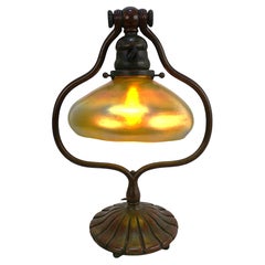 Tiffany Studios Bronze Harp Table Desk Lamp #3
