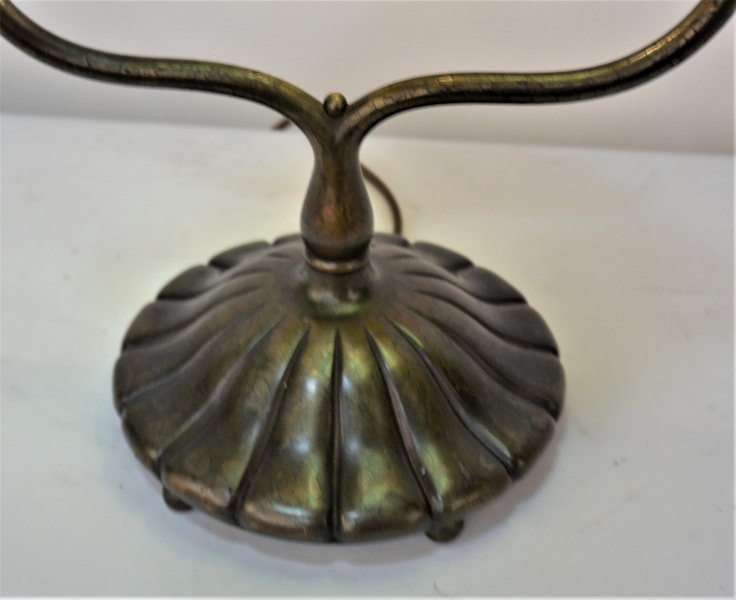 Art Nouveau Tiffany Studios Bronze Harp Table Desk Lamp For Sale