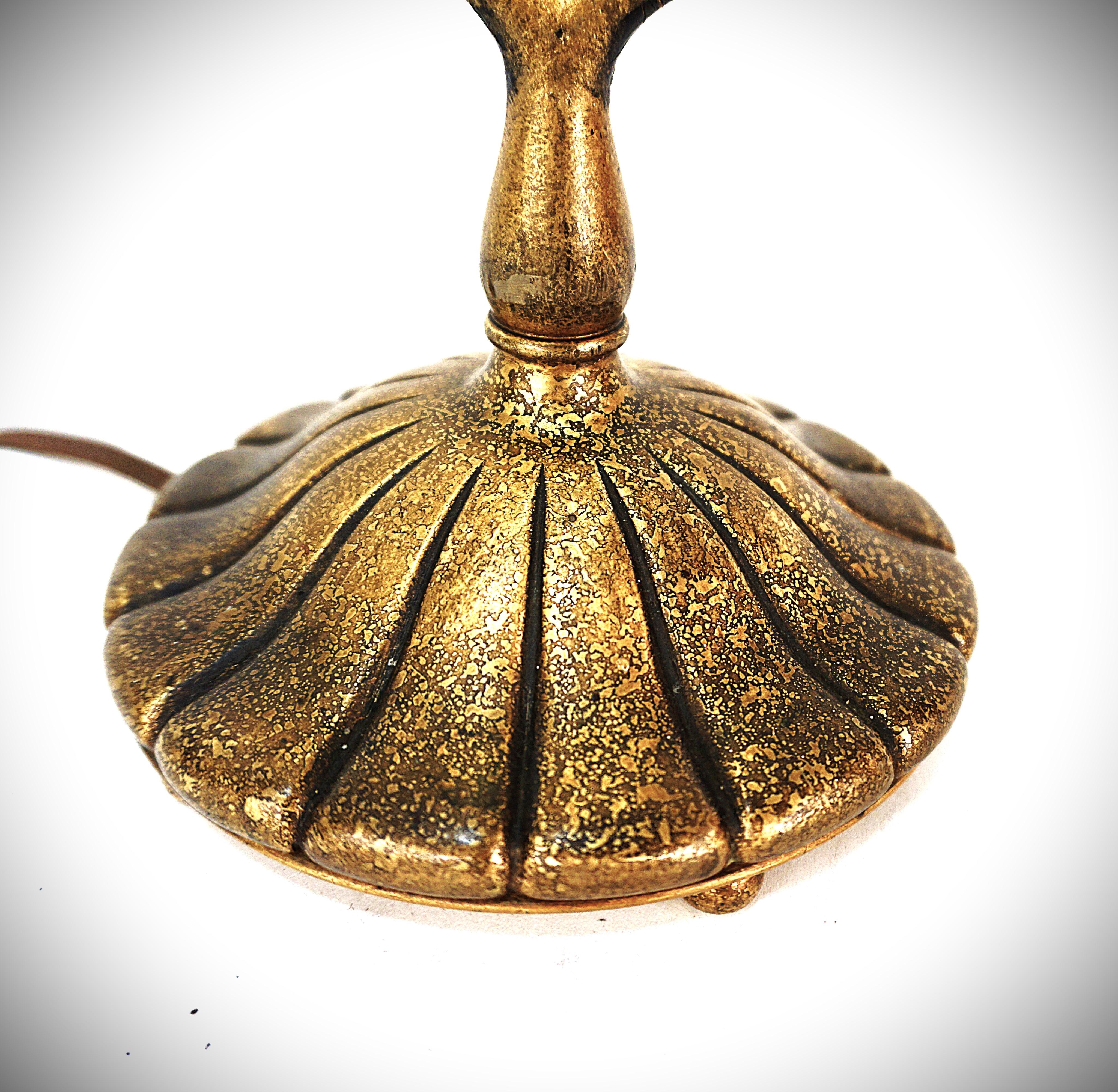 Early 20th Century Tiffany Studios Bronze Harp Table Desk Lamp