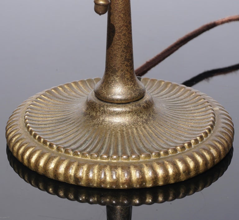 Tiffany Studios Bronze Linenfold Harp Lamp at 1stDibs