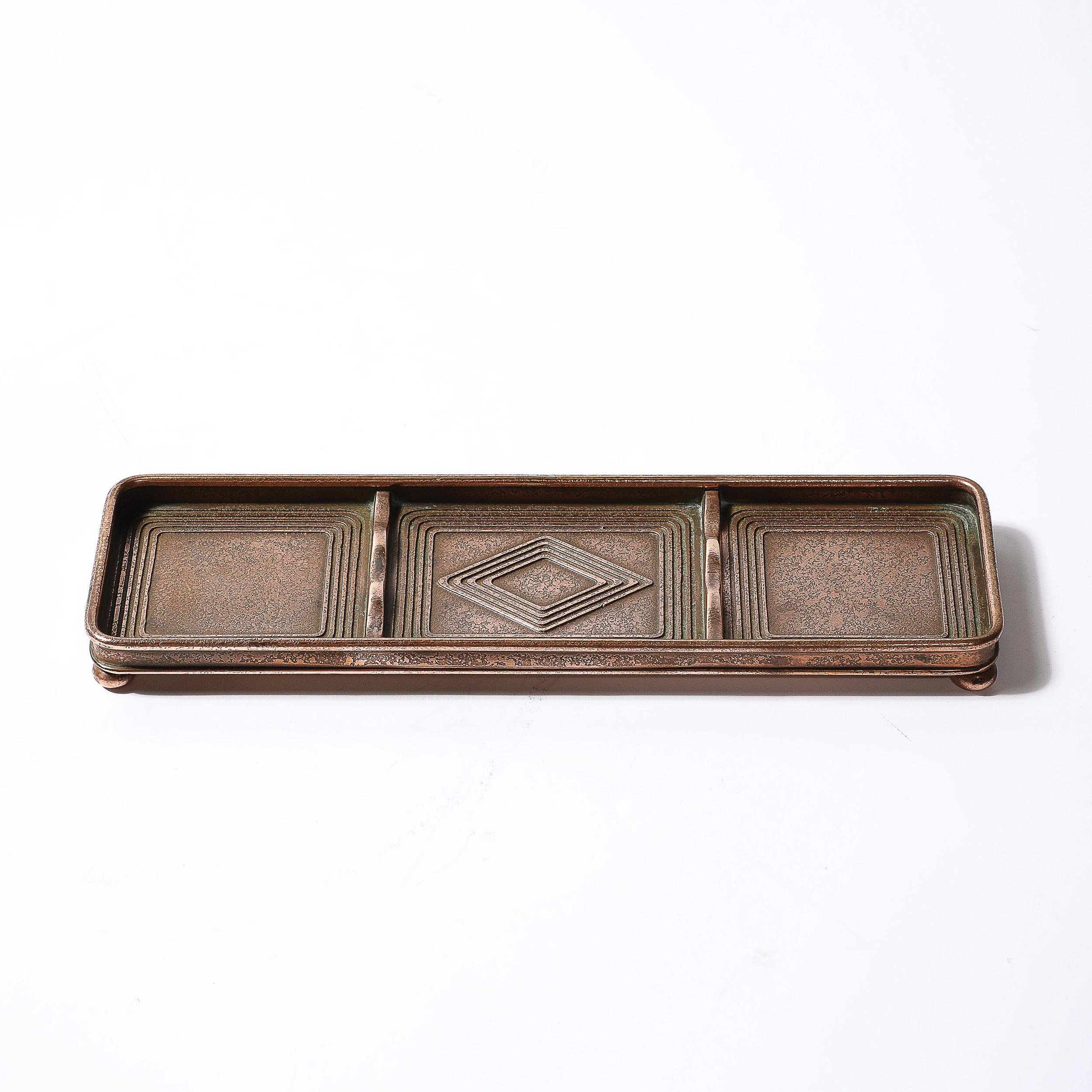 American Tiffany Studios Bronze  Pen Holder in the Graduate Pattern