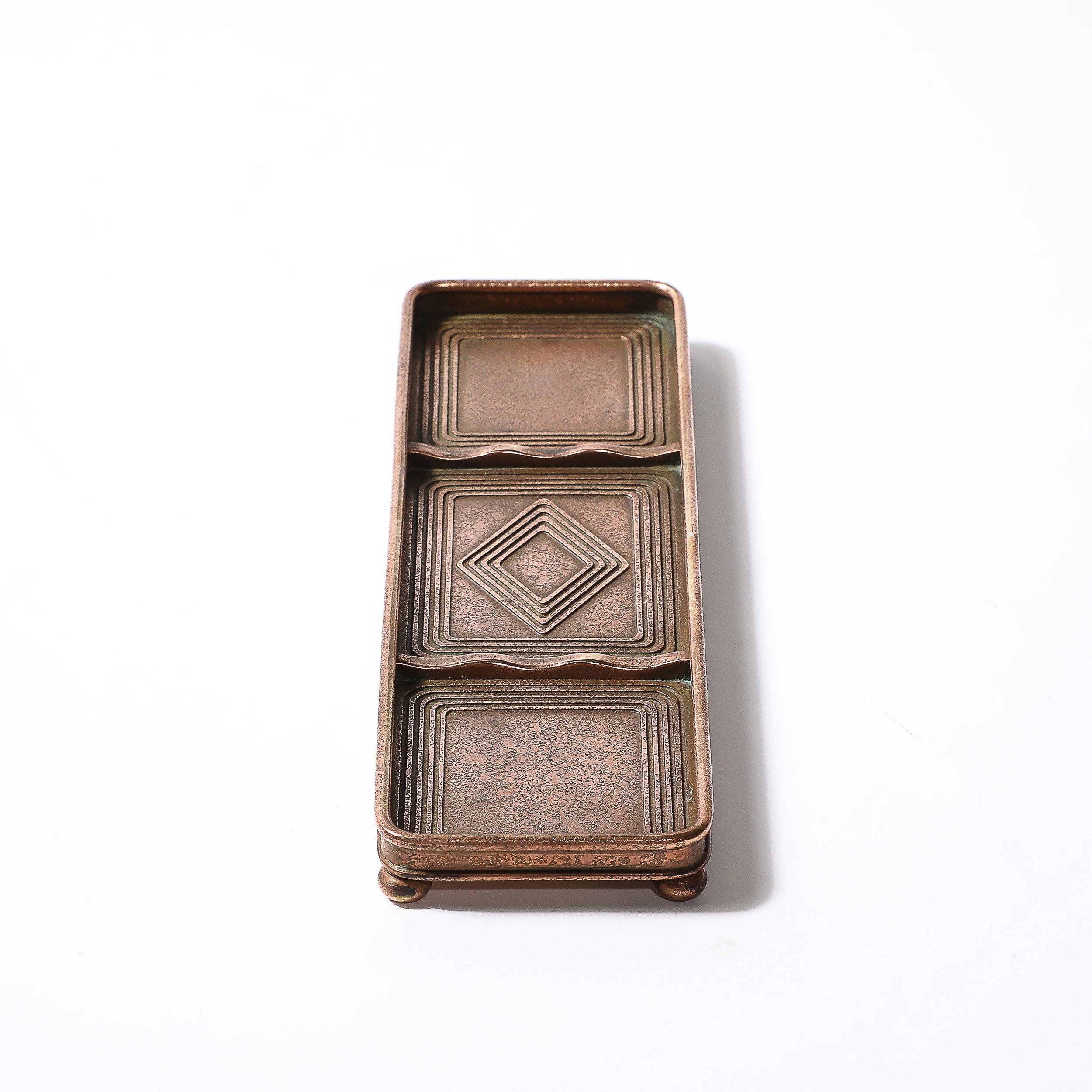 Early 20th Century Tiffany Studios Bronze  Pen Holder in the Graduate Pattern