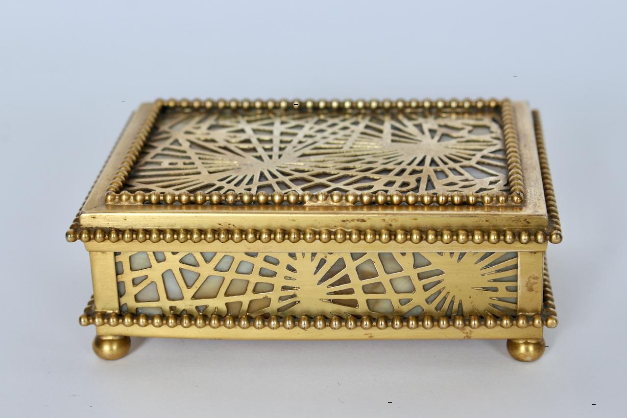 Tiffany Studios Bronze Pine Needle & Glass Lidded Box Circa 1900 12