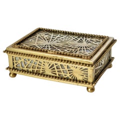 Tiffany Studios Bronze Pine Needle & Glass Lidded Box Circa 1900