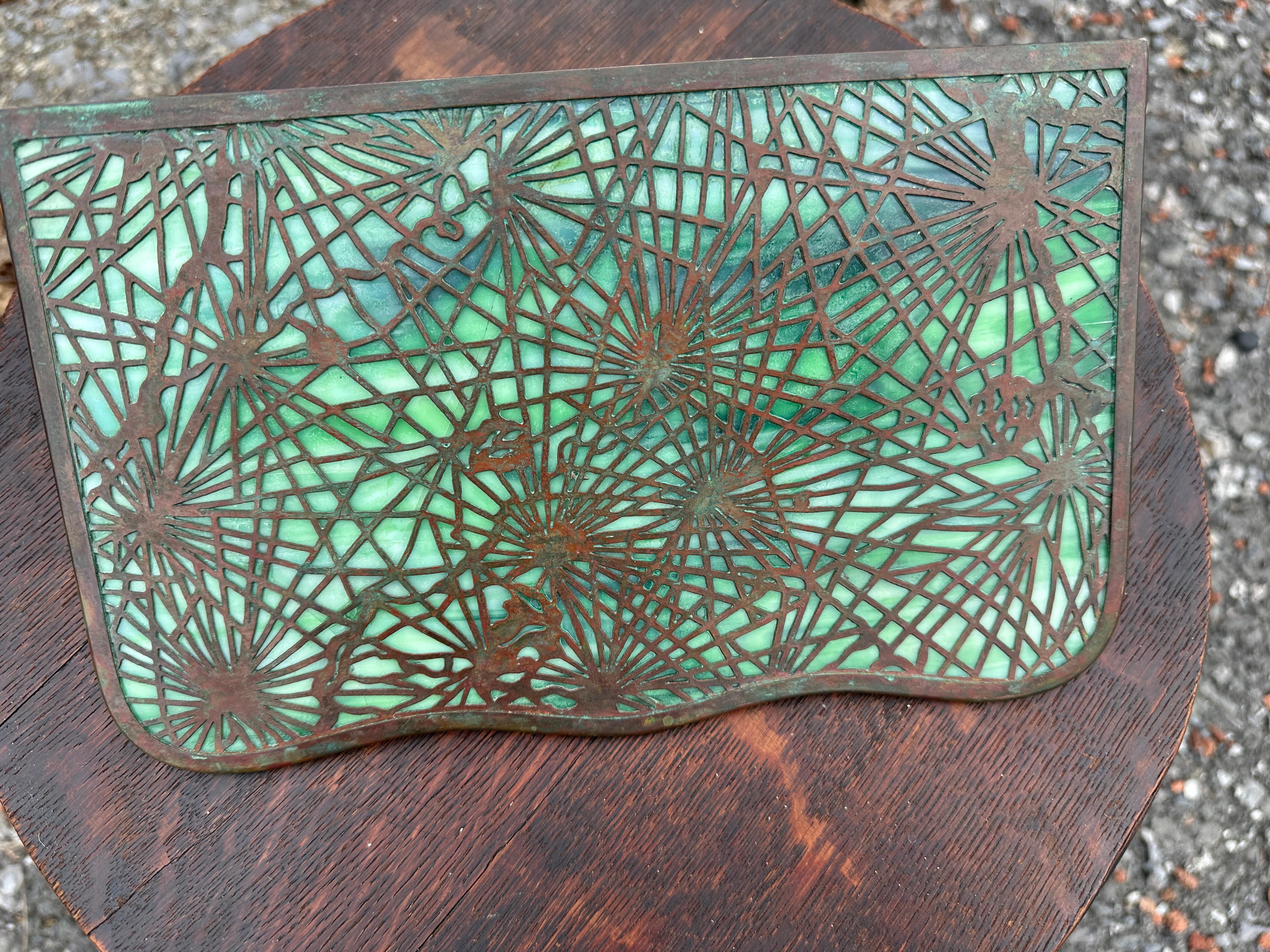 Tiffany Studios Bronze & Slag Glass Letter Holder -  Stickley era W8373 For Sale 5