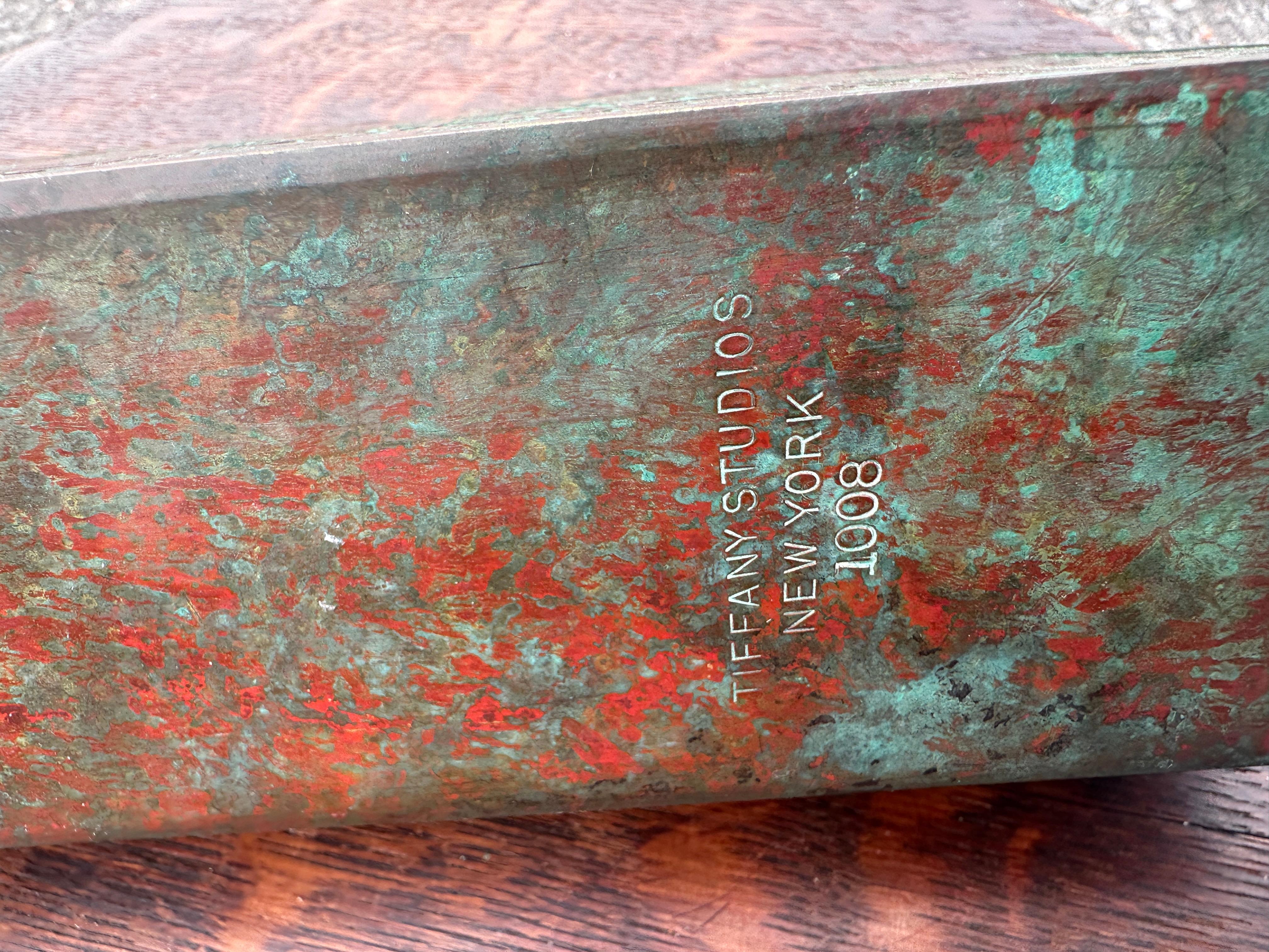 Tiffany Studios Bronze & Slag Glass Letter Holder -  Stickley era W8373 For Sale 7