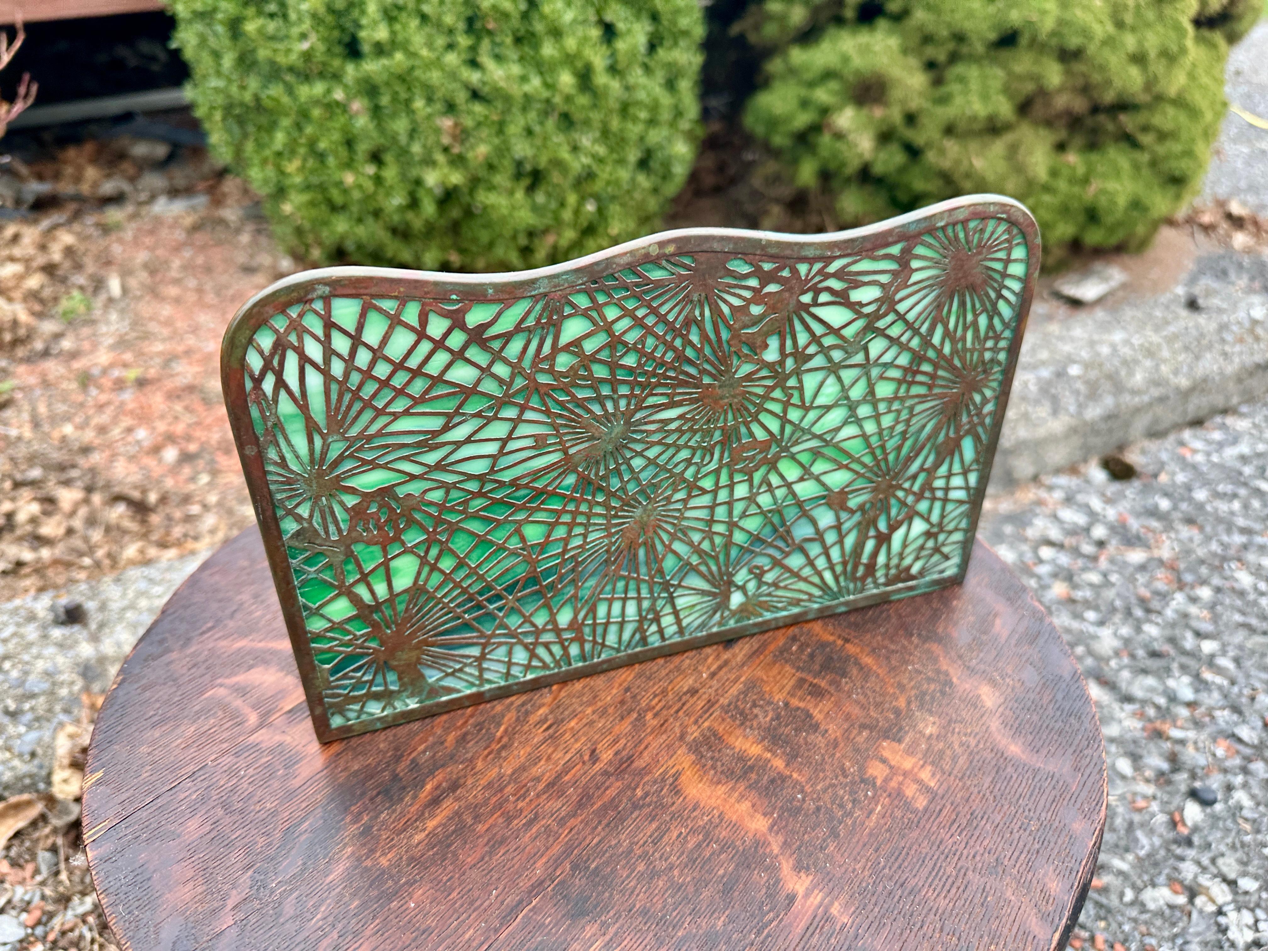 Tiffany Studios Bronze & Slag Glass Letter Holder -  Stickley era W8373 For Sale 1