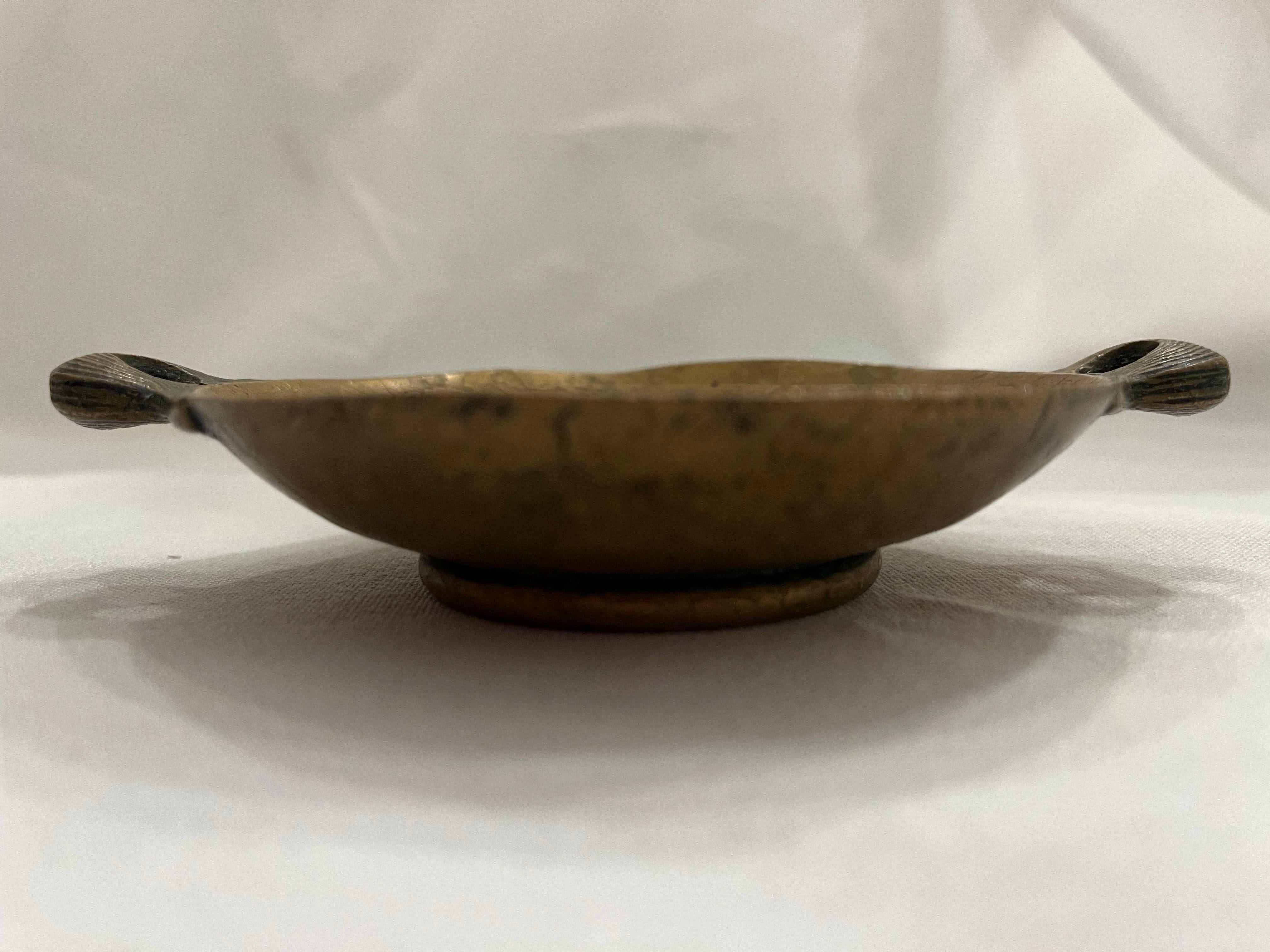 Tiffany Studios Bronze Vide Poche Bowl with Stylized Rope Handles Desk Accessory 3
