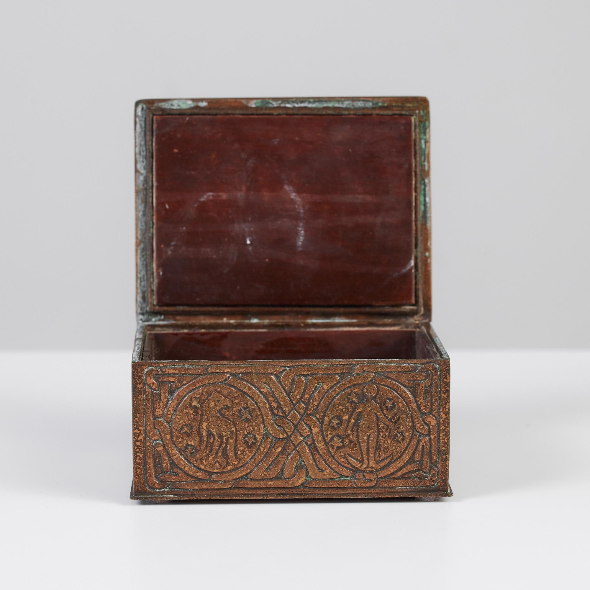 Tiffany Studios Bronze Zodiac Cigarette Box 6